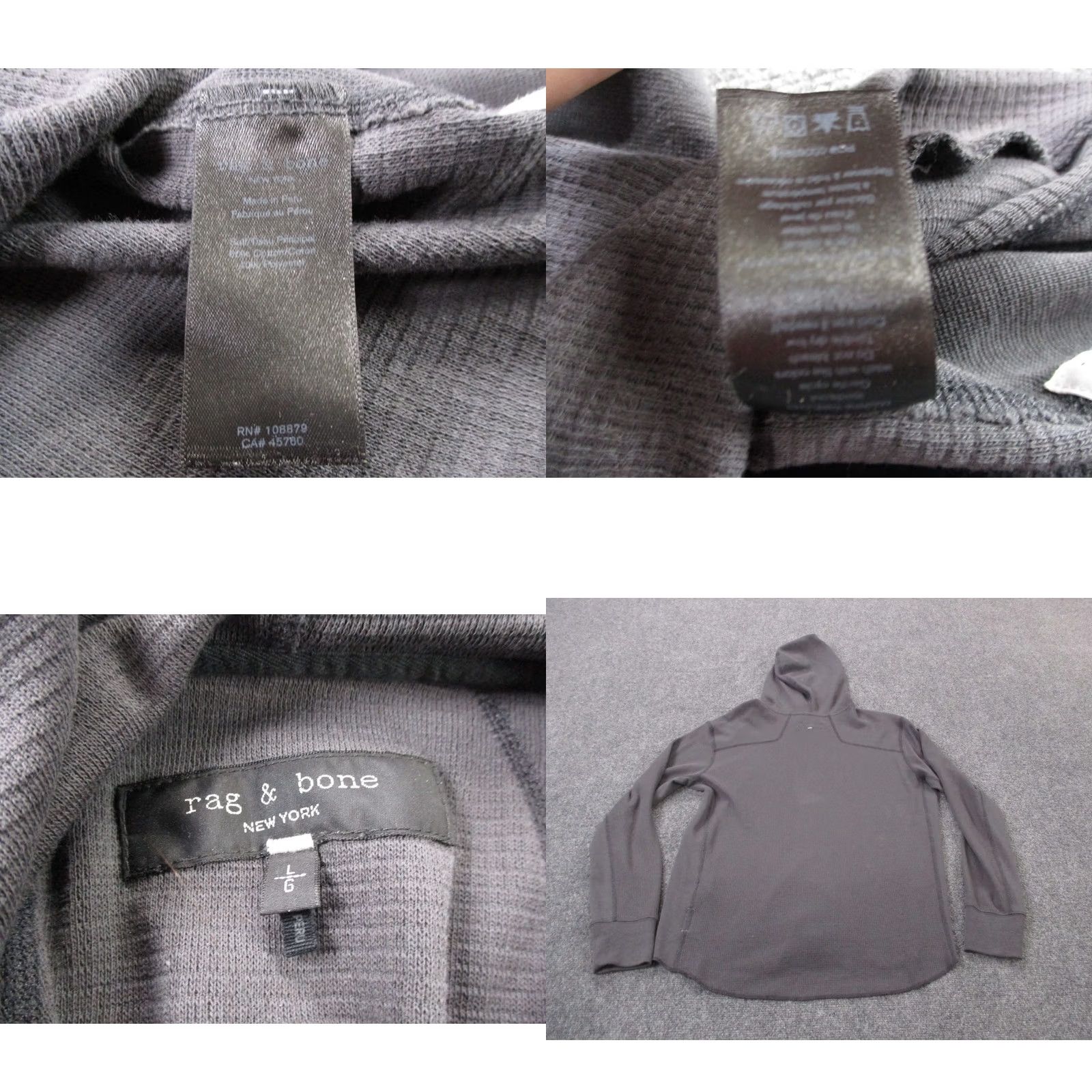Rag & Bone rag & bone Hoodie Womens L Gray Logo Preppy Thermal Pullover Sweatshirt Casual Knit Crew Neck Long Sleeve Size L / US 10 / IT 46 - 8 Thumbnail