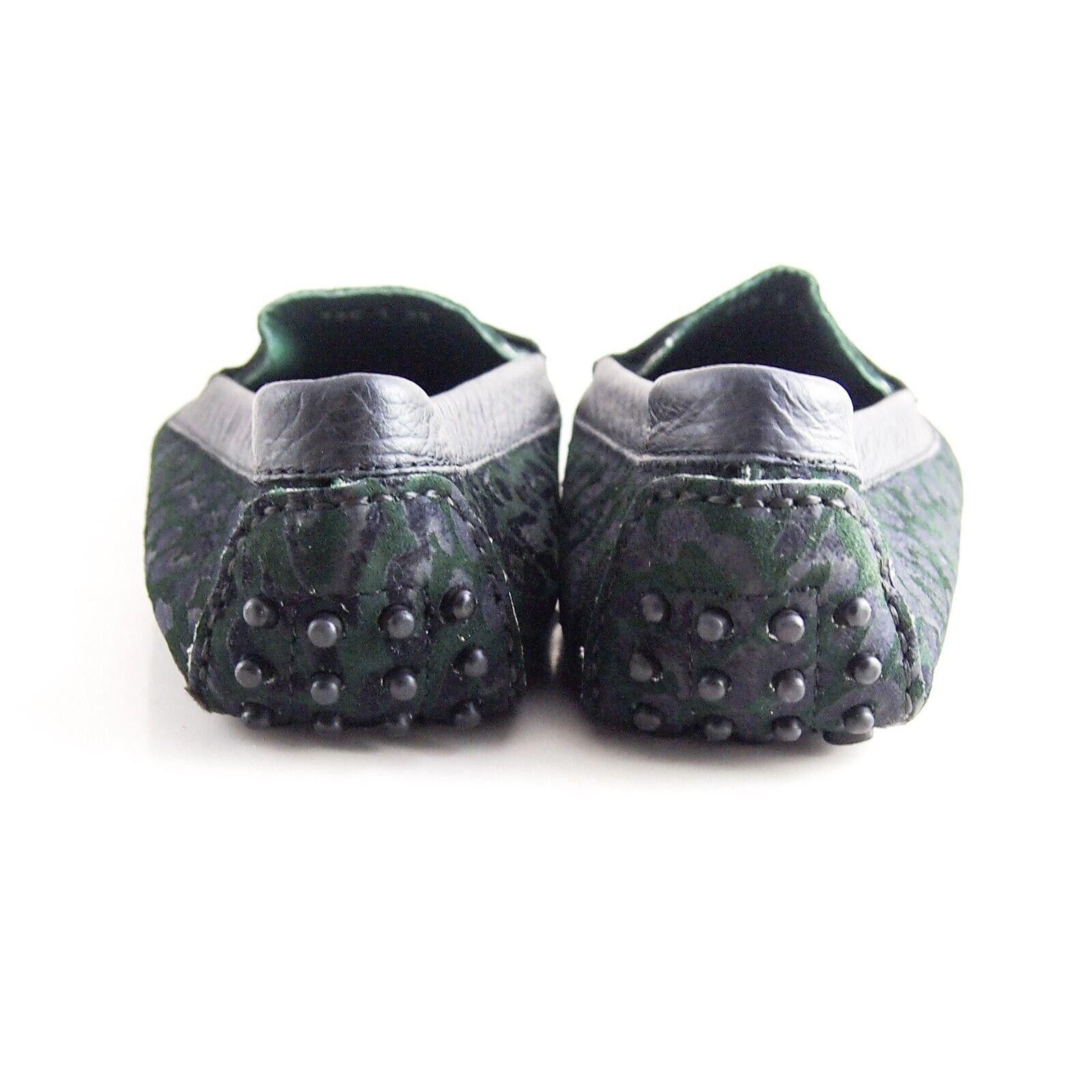 Repetto Penny Loafers Green Suede Black Leather FR 39 US 8