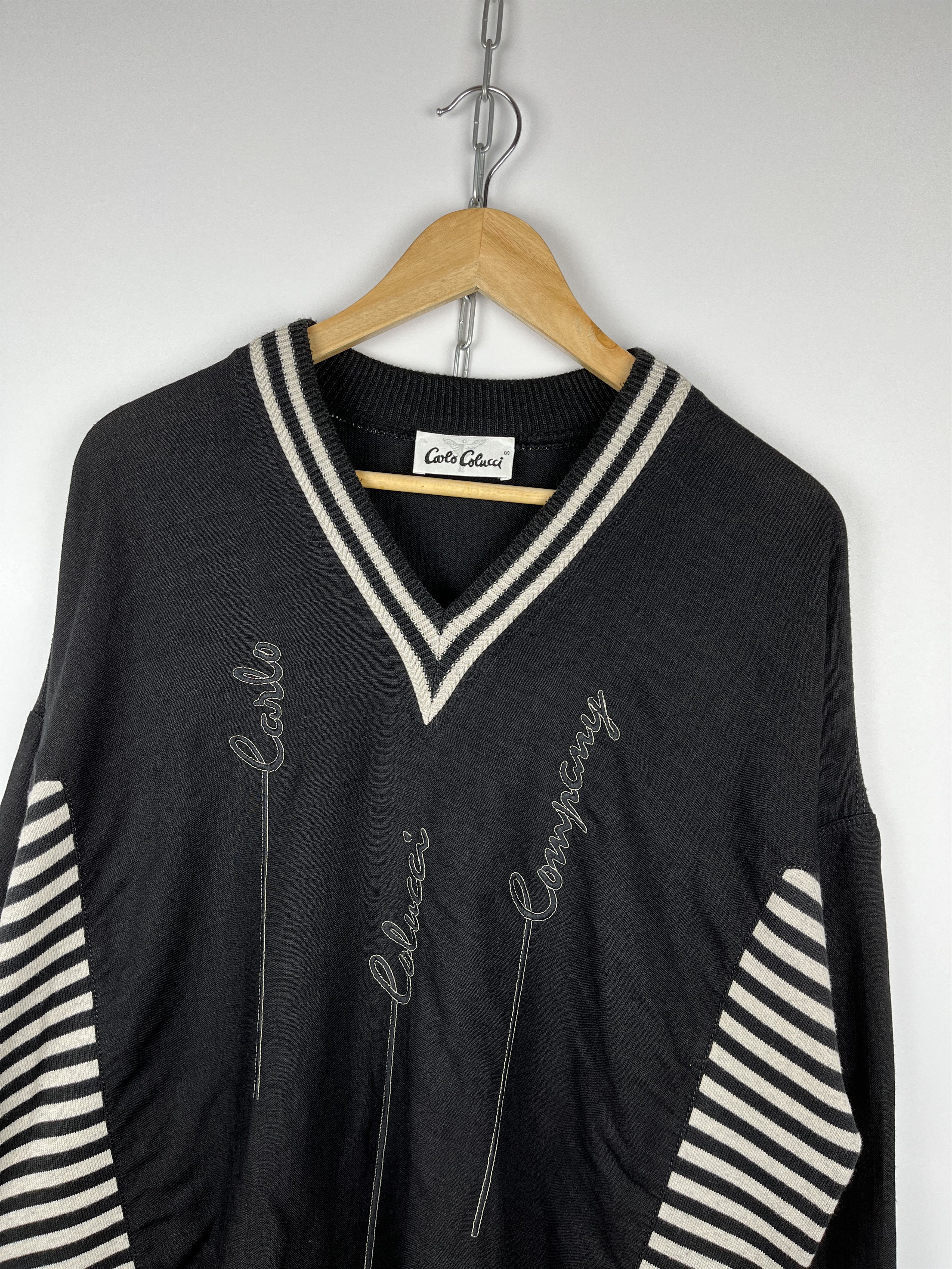 Carlo Colucci × Vintage Carlo Colucci 90's Vintage Men's V-neck Sweater Size US XL / EU 56 / 4 - 7 Thumbnail