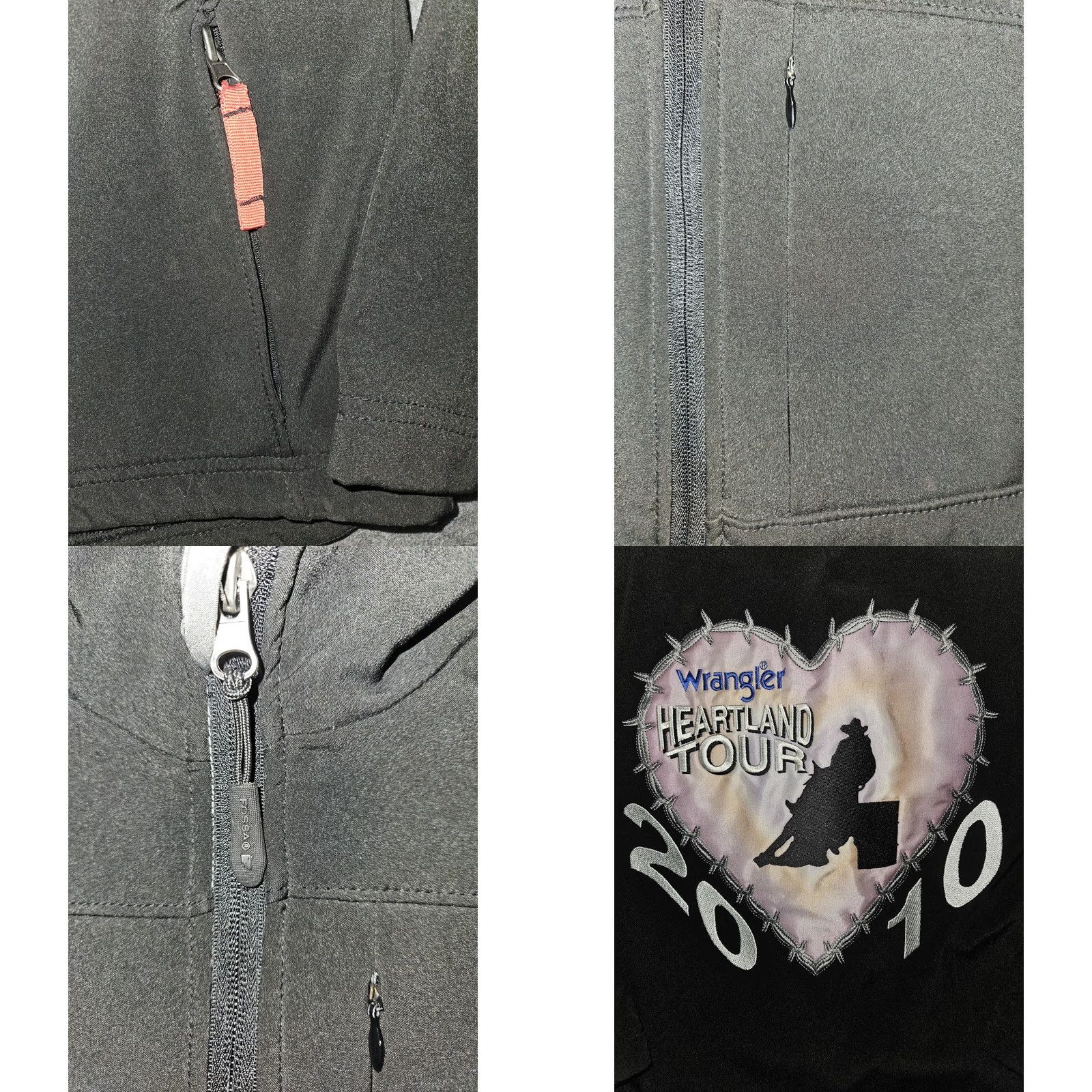 Wrangler Rocko Jacket Women's M Black Softshell Windbreaker Embroidered Wrangler Heartland Tour 2010 Back Graphic Zipper Pockets Mid-Length Casual Workwear Size M / US 6-8 / IT 42-44 - 8 Thumbnail