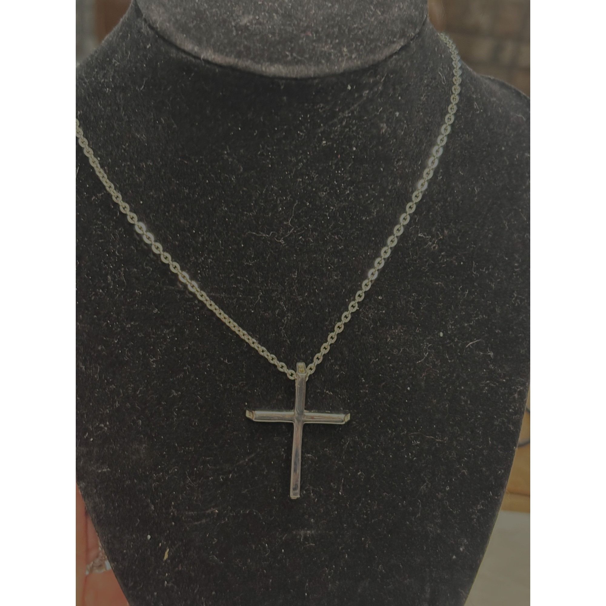 Other Stamped Chisel Sterling Silver Cross Pendant Necklace Size ONE SIZE - 12 Thumbnail