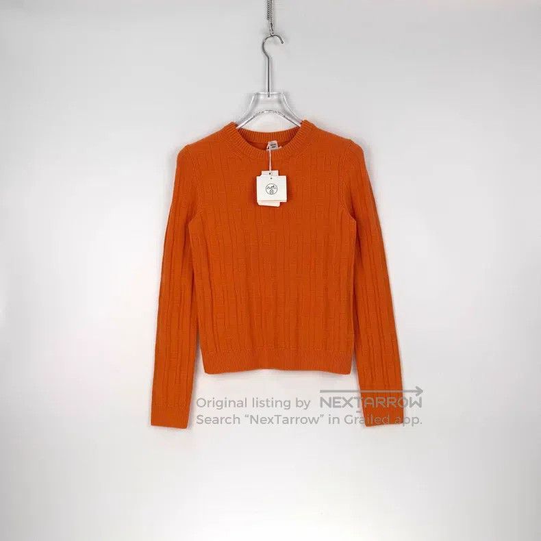 Hermes Hermes Orange Printed Wool Sweater Size XS / US 0-2 / IT 36-38 - 3 Thumbnail
