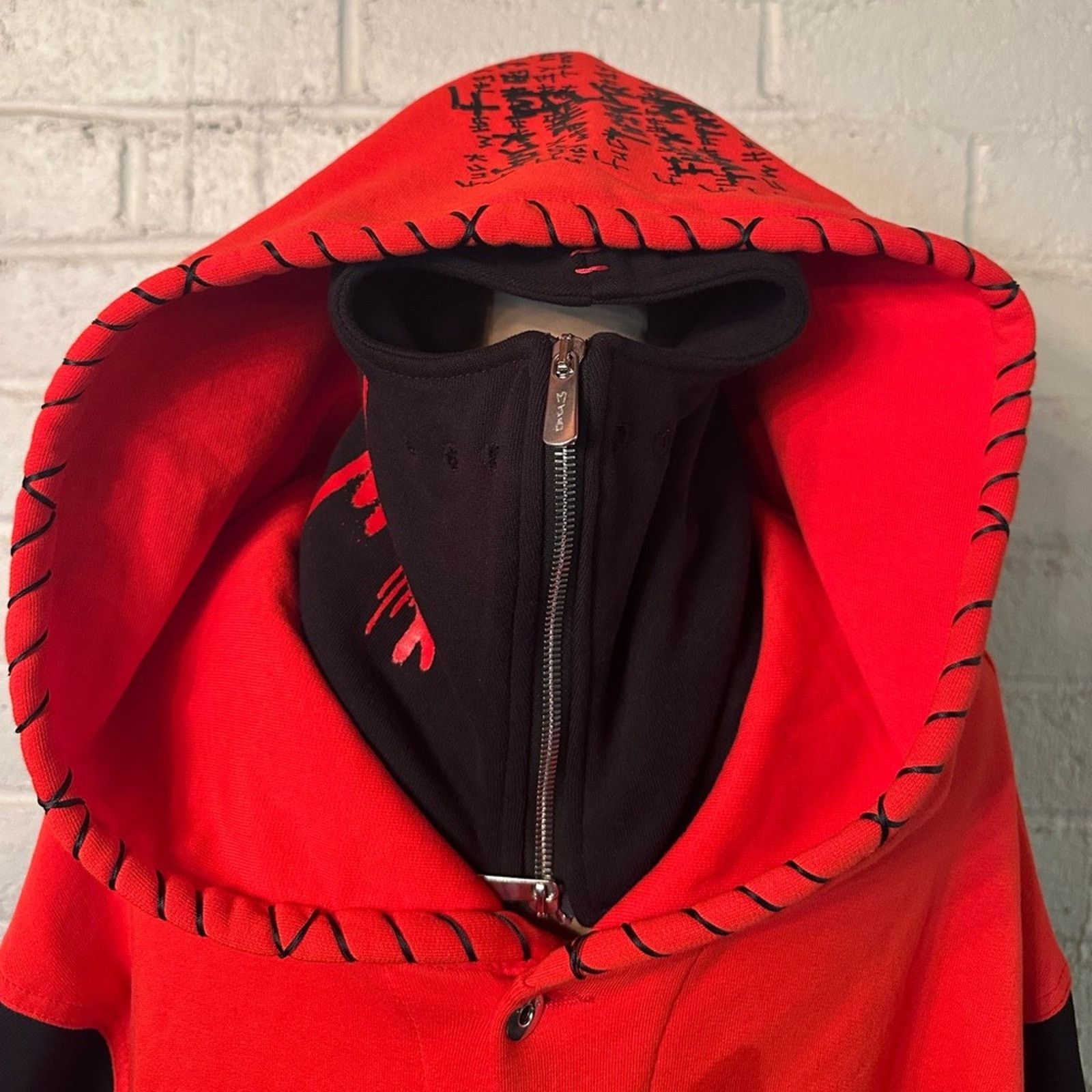 Marc Jacques Burton Rare MJB Hooded Balaclava MP Denim Jacket IT 48 Black / Red Size US M / EU 48-50 / 2 - 6 Thumbnail