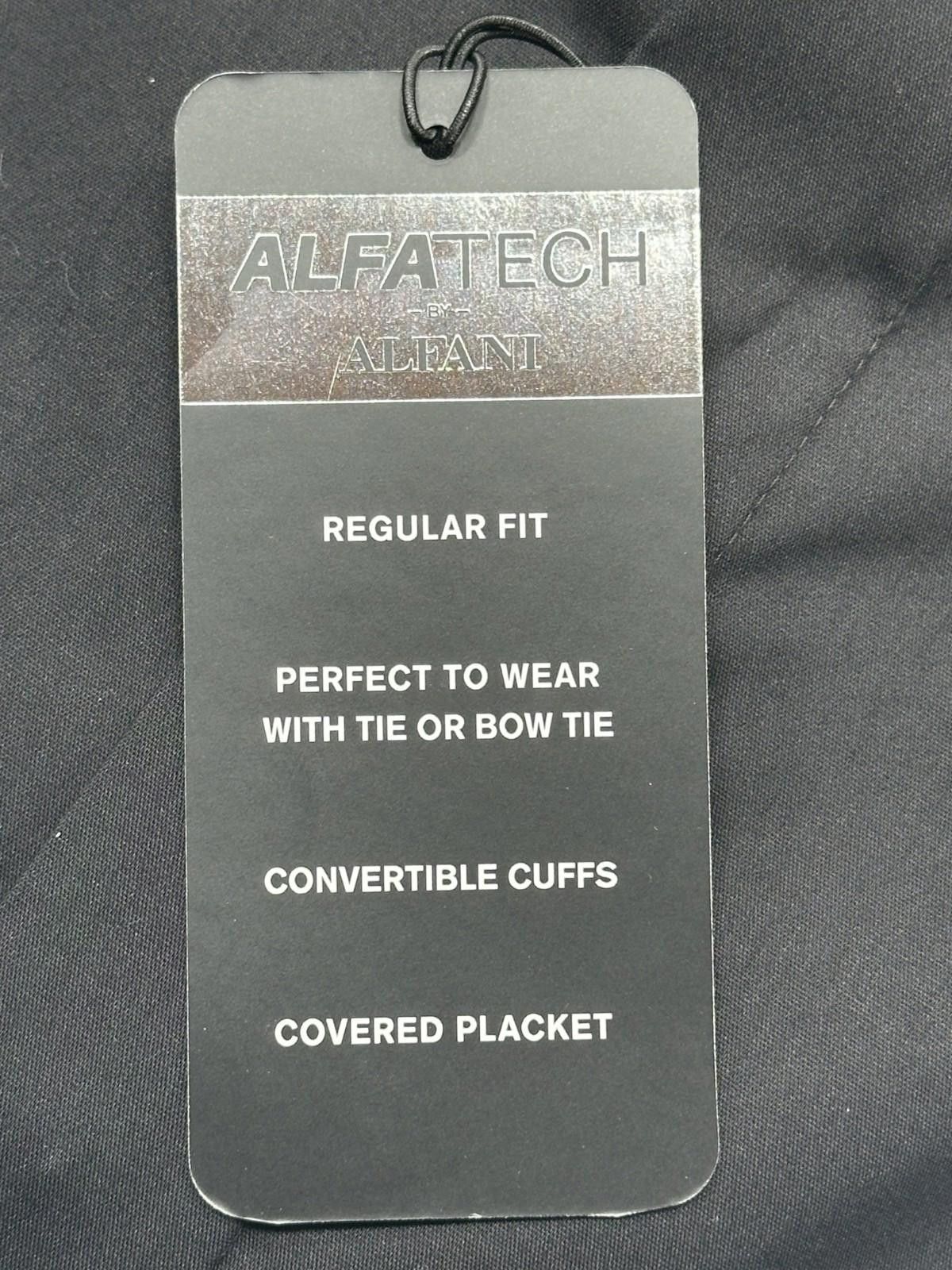 Alfani Alfani Regular Fit Convertible Cuffs Button Down Black Men M Size 38R - 7 Thumbnail