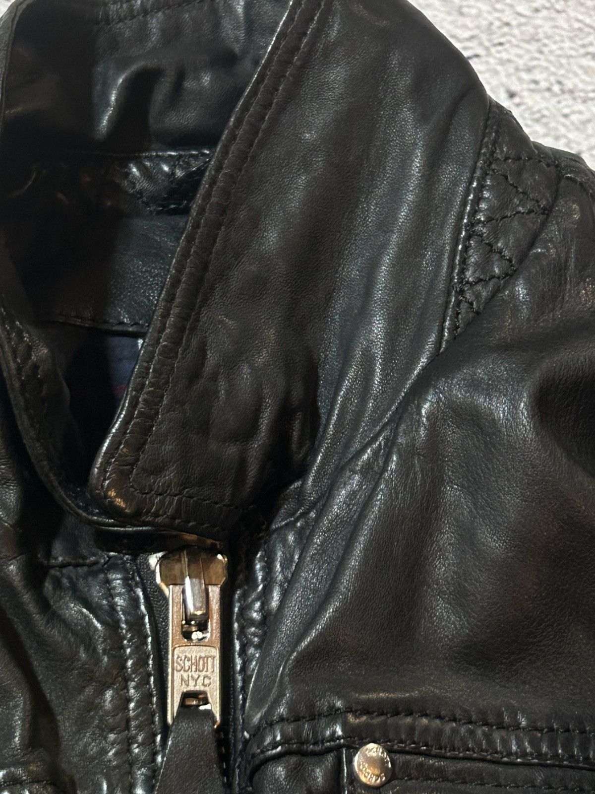 Schott Schott NYC Black Biker Jacket Leather Jacket Lambskin Size S / US 4 / IT 40 - 20 Thumbnail