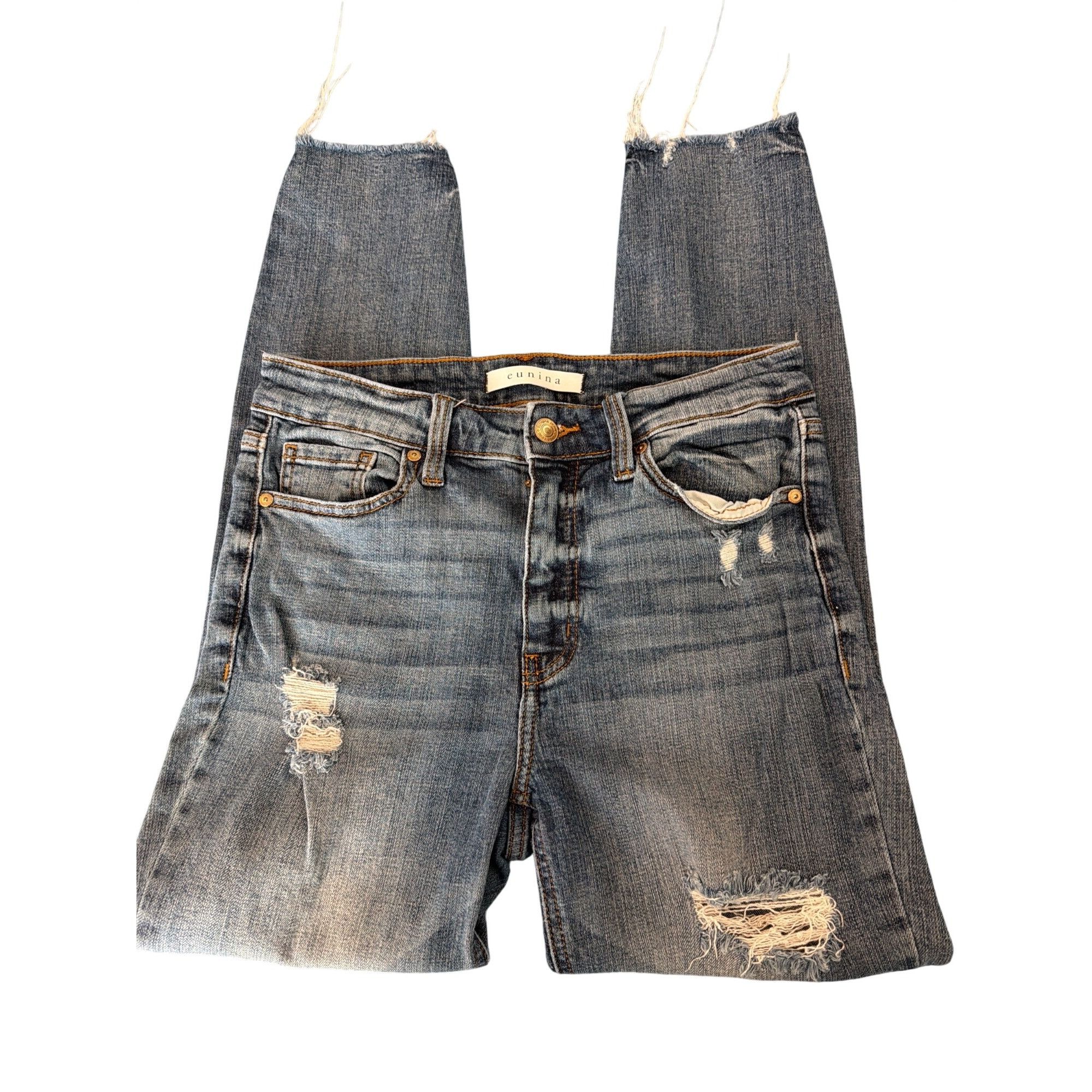 Other Eunina Clara High Rise Distressed Skinny Jeans Blue Denim De Size 26" / US 2 / IT 38 - 2 Thumbnail