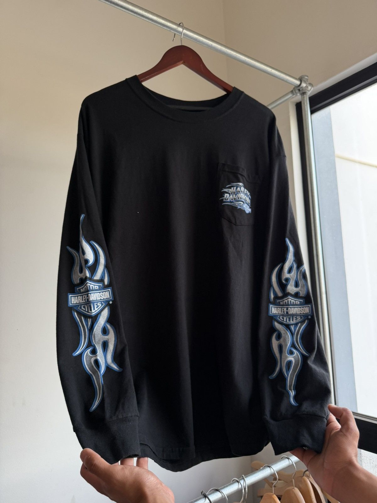 Harley Davidson Harley Davidson Blue Flames INSANE Size US XL / EU 56 / 4 - 2 Thumbnail