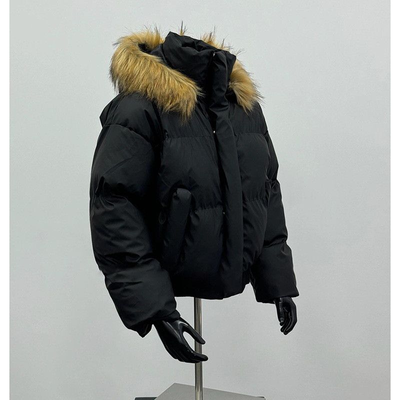 Japanese Brand Black Puffer Jacket with Faux Fur Hood Size US XL / EU 56 / 4 - 6 Thumbnail