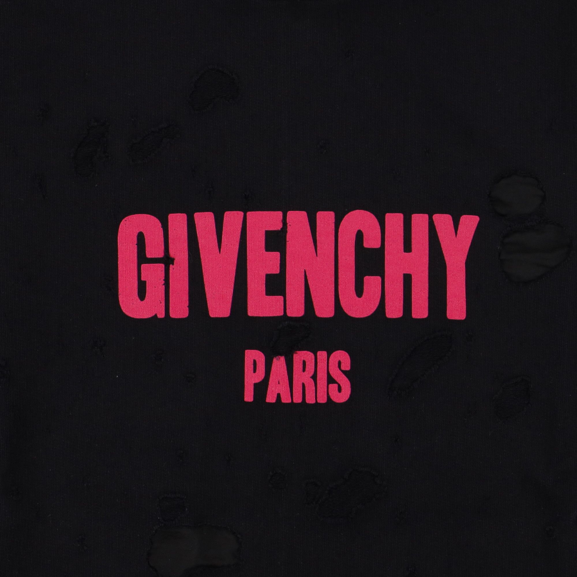 Givenchy Black Fuchsia Destroyed Logo Hoodie Size US M / EU 48-50 / 2 - 5 Thumbnail
