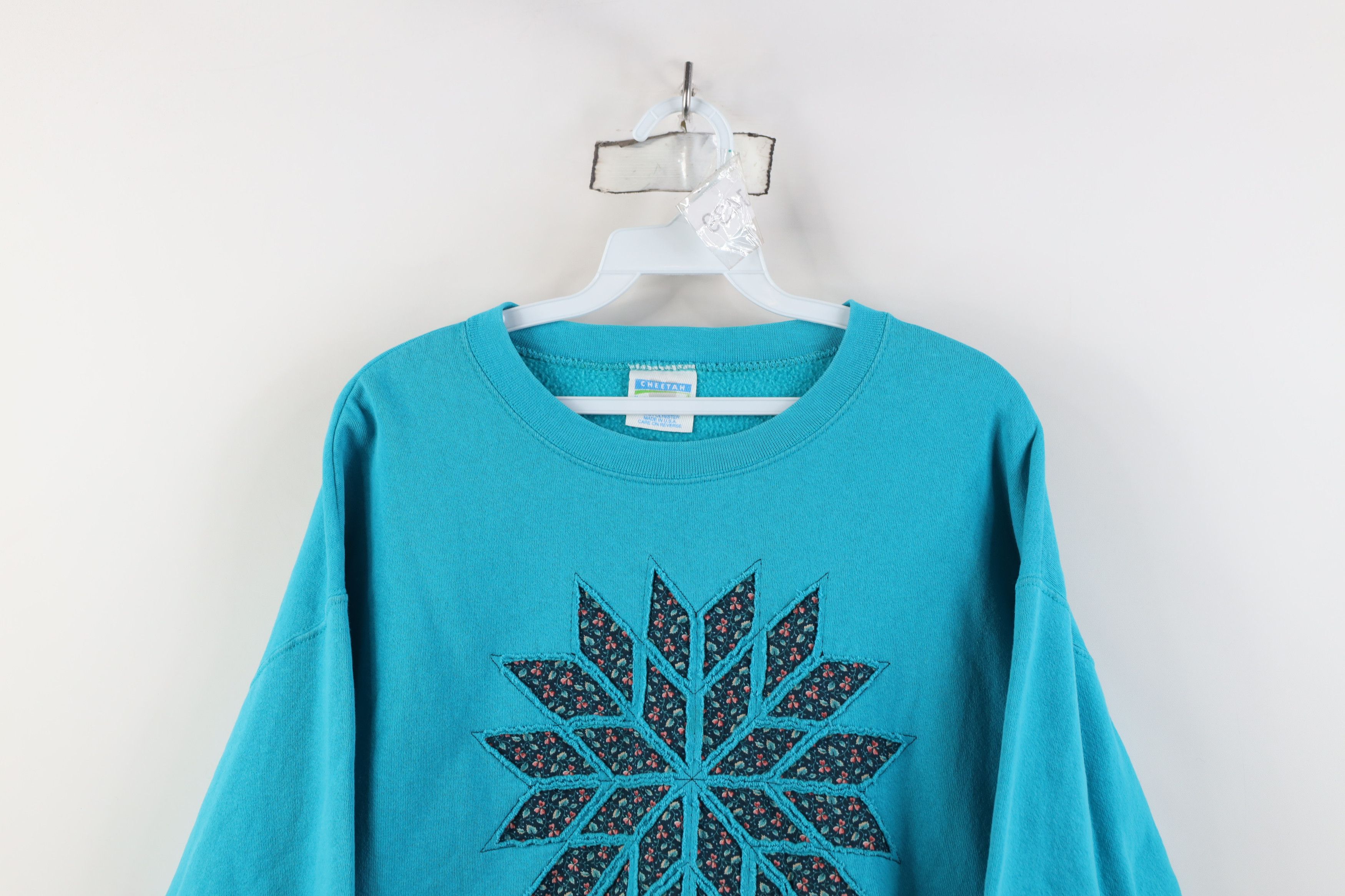 Vintage Vintage 90s Country Quilt Patch Snowflake Sweatshirt USA Size L / US 10 / IT 46 - 2 Thumbnail