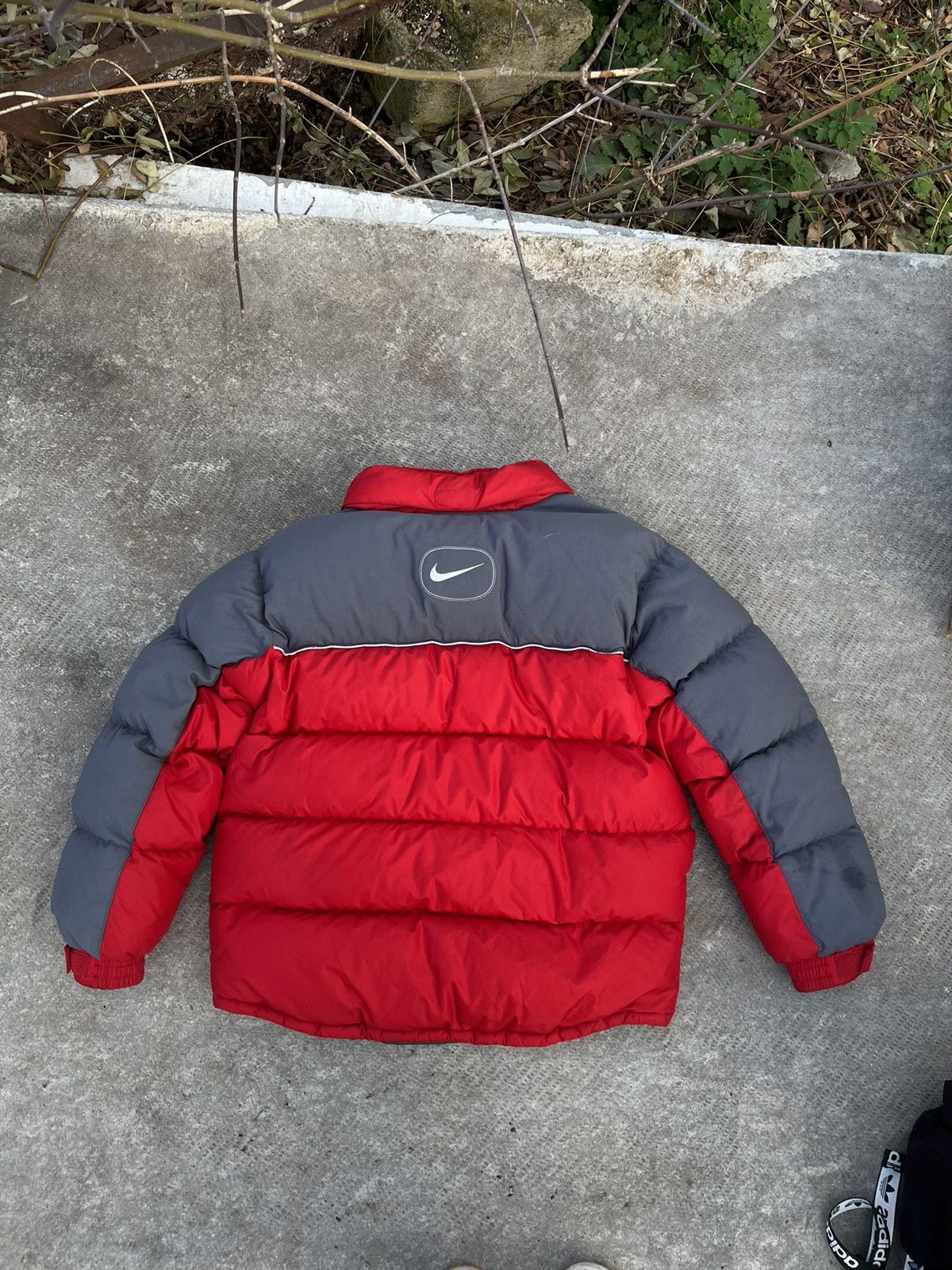 image of 90’S Nike Big Logo Puffer in Red/Grey, Men's (Size Small)