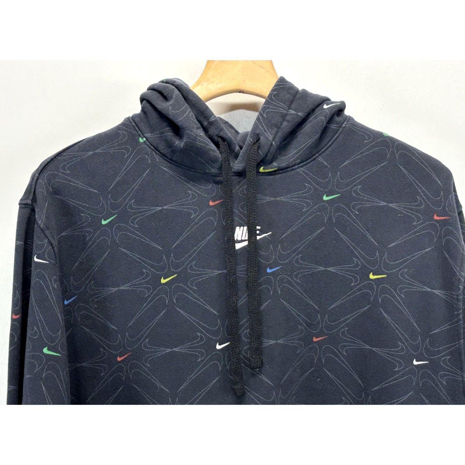 Nike Nike Black Allover Logo Fleece Hoodie Sweatshirt Men XLT Tall Pullover Size US XL / EU 56 / 4 - 2 Thumbnail