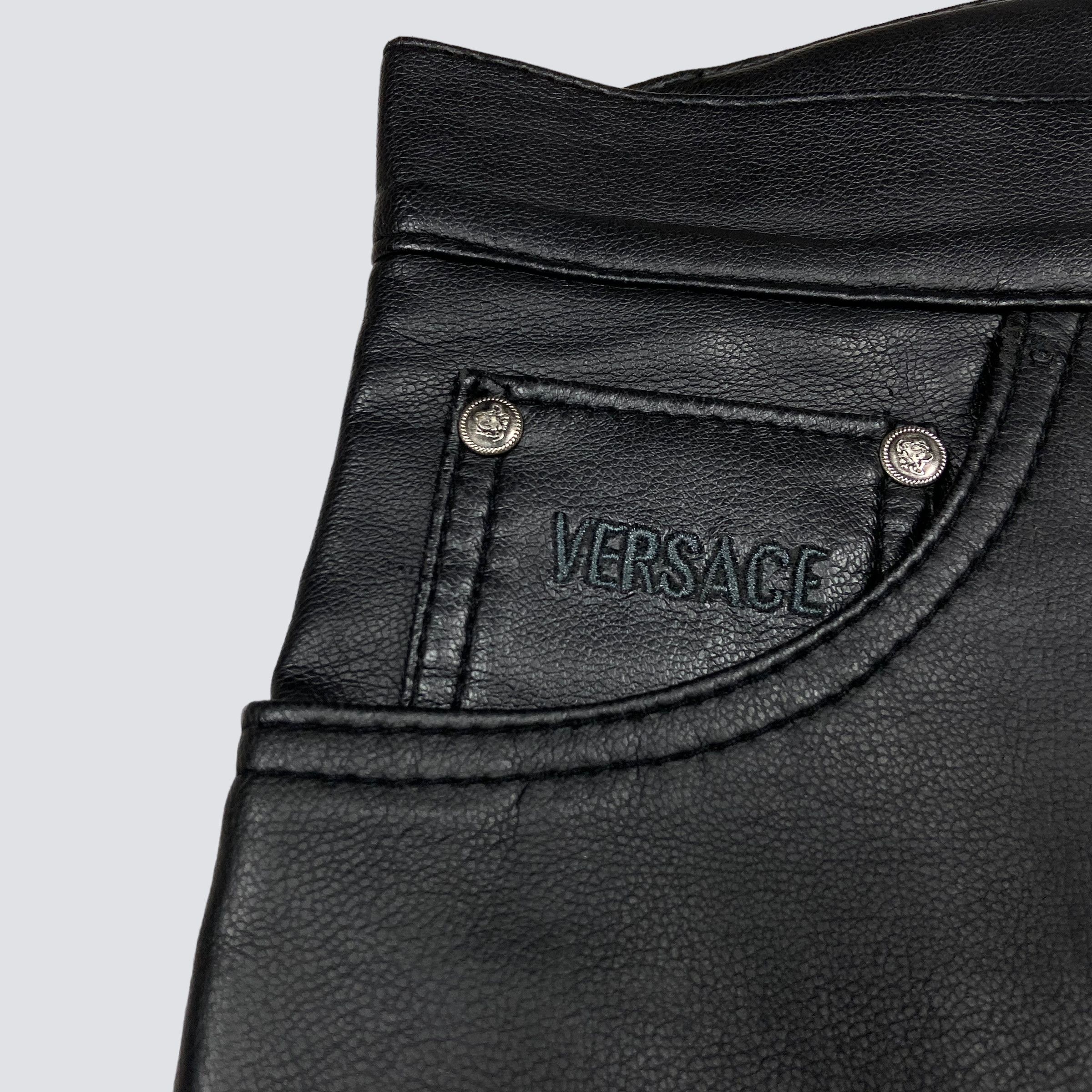 Versace VERSACE LEATHER ARCHIVE 1990s VINTAGE RARE PANTS - № 3079 Size US 30 / EU 46 - 9 Thumbnail