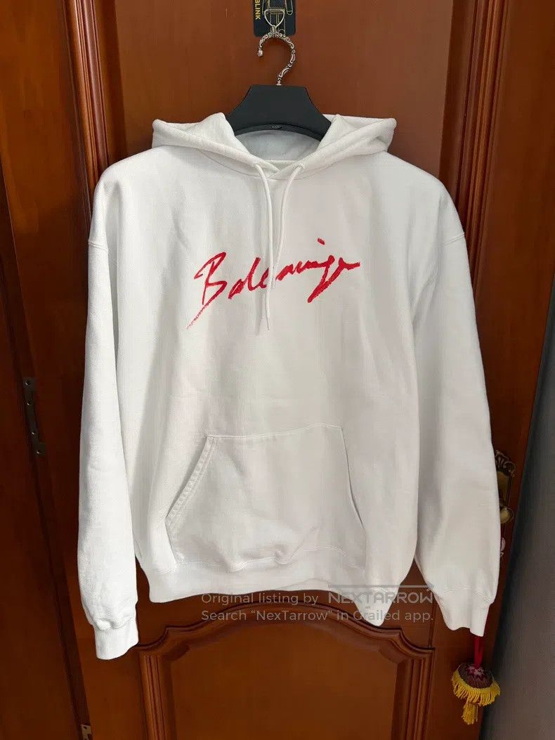 Balenciaga Balenciaga White Hooded Sweatshirt Size US S / EU 44-46 / 1 - 1 Thumbnail