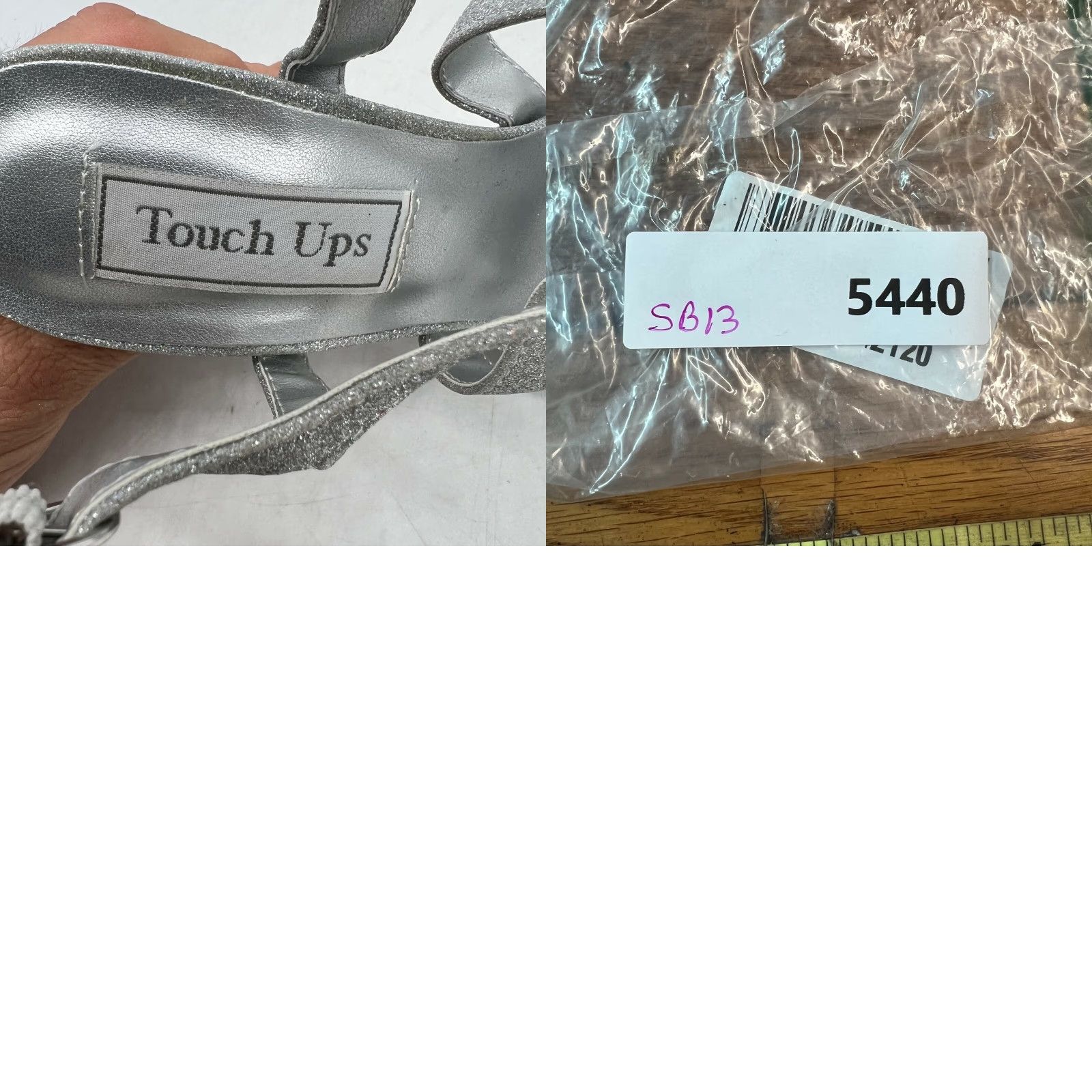 Vintage Touch Ups Queenie Womens Platform Sandals Size 7.5M Silver Glitter Peep Toe Stiletto Heels Party/Cocktail Size US 8 / IT 38 - 8 Thumbnail