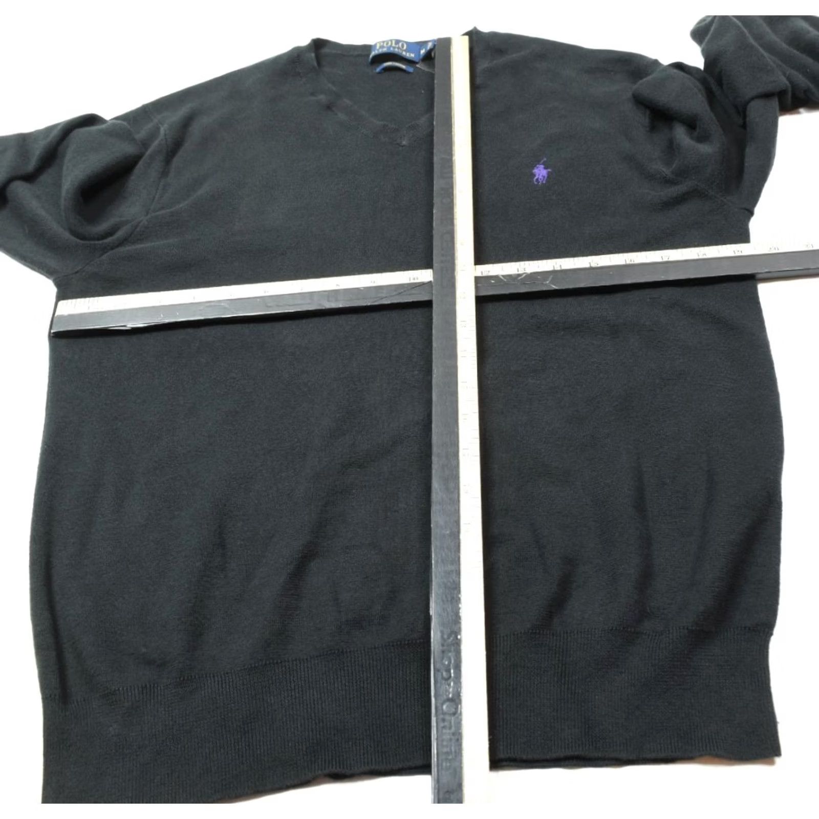 Polo Ralph Lauren Polo Ralph Lauren Sweater Mens Medium Black Pima Cotton V-Neck Long Sleeve Pullover Knit Size US M / EU 48-50 / 2 - 7 Thumbnail