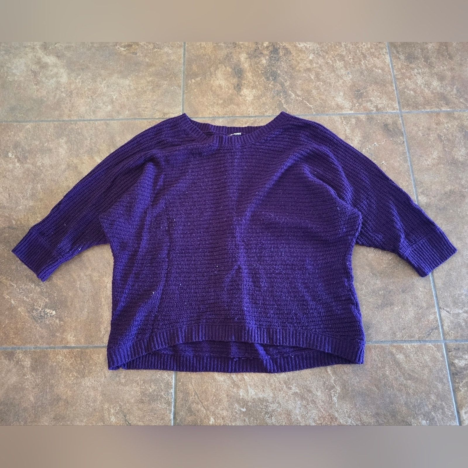 Other Dark Purple Buttoned Back Sweater 3/4 Sleeve Size M / US 6-8 / IT 42-44 - 1 Thumbnail