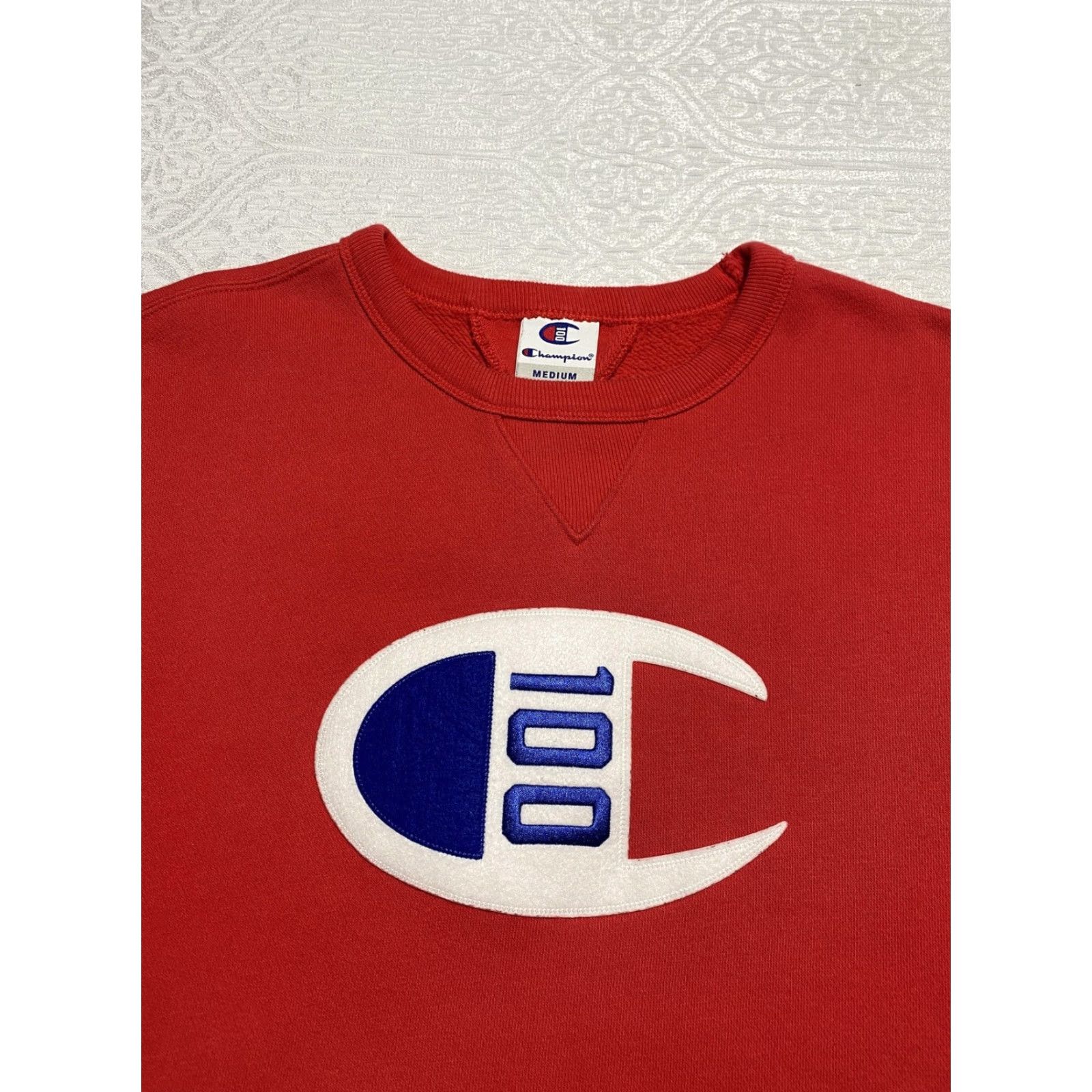 Champion Champion Sweatshirt Mens Medium Red 100 Big Logo Crewneck Fleece Size US M / EU 48-50 / 2 - 2 Thumbnail