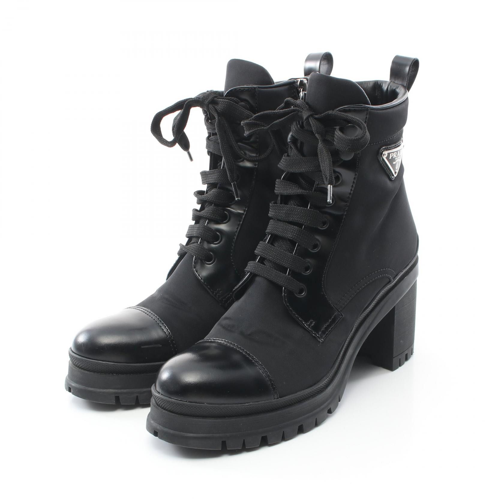 Prada Prada Triangle Logo Nylon Boots Others Shoes in Black, Women's