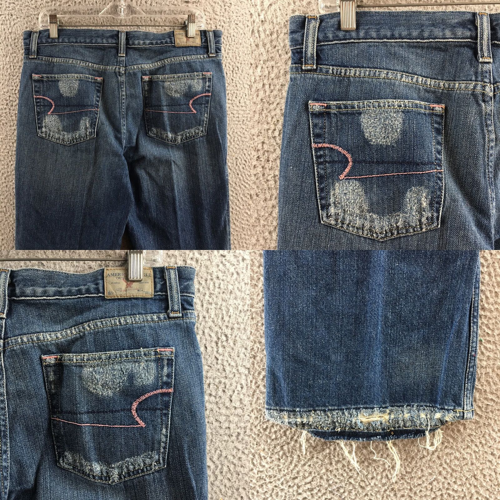 Vintage American Eagle Jeans Boots Blue Favorite Fit Cotton Mid Rise Denim Womens 12 Size 34" / US 12 / IT 48 - 10 Thumbnail