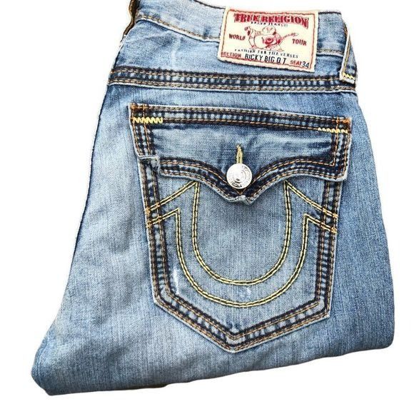 Vintage True Religion Jeans Size 34 RICKY BIG QT Blue