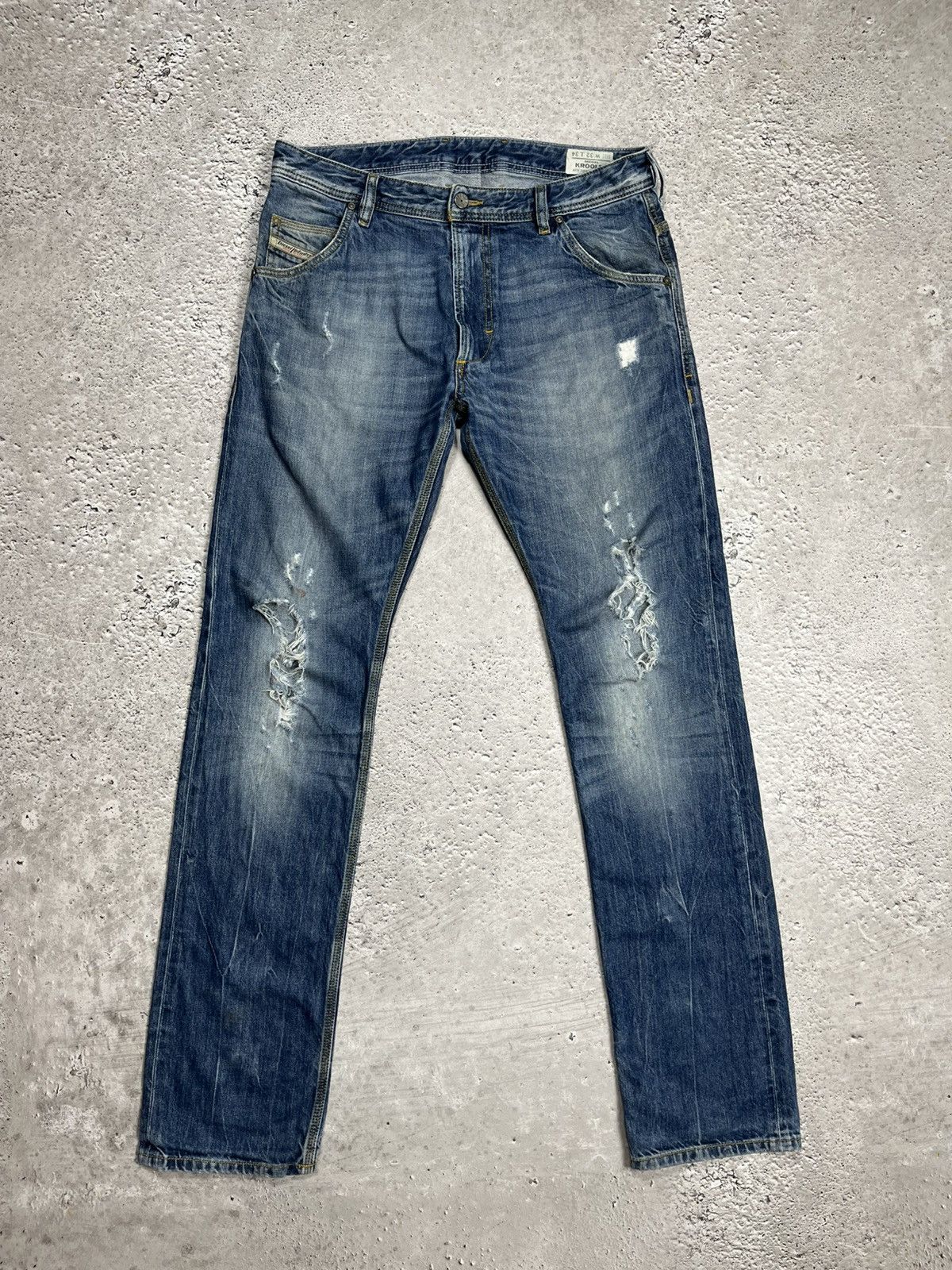Diesel Diesel Krooley Distressed Faded Blue Denim Jeans Size 32 Size US 32 / EU 48 - 1 Thumbnail