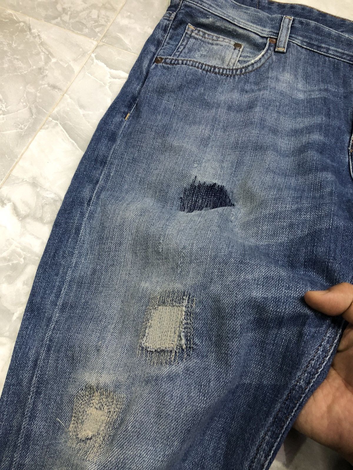 H&M H&M Boyfriend Distressed Boro Stitch Jeans Size US 35 - 6 Thumbnail