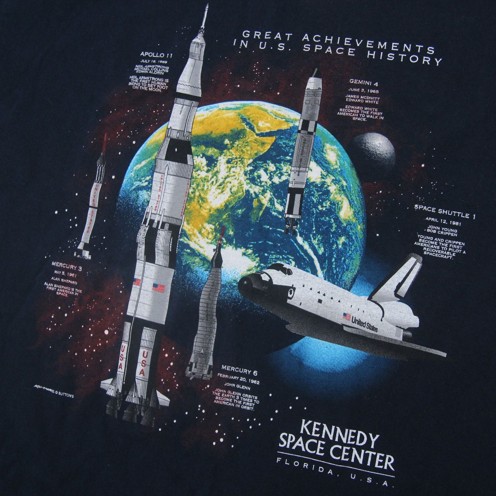 Vintage Vintage Kennedy Space Center Space Ship Graphic T Shirt Size US L / EU 52-54 / 3 - 3 Thumbnail
