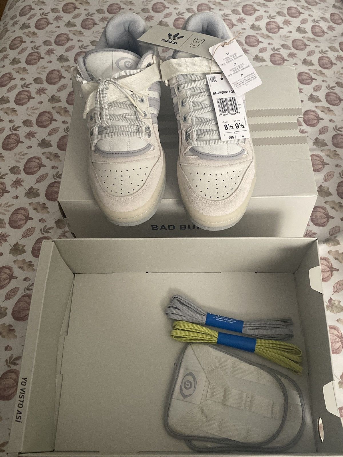 image of Adidas Bad Bunny Forum Shoes in White, Men's (Size 8.5)