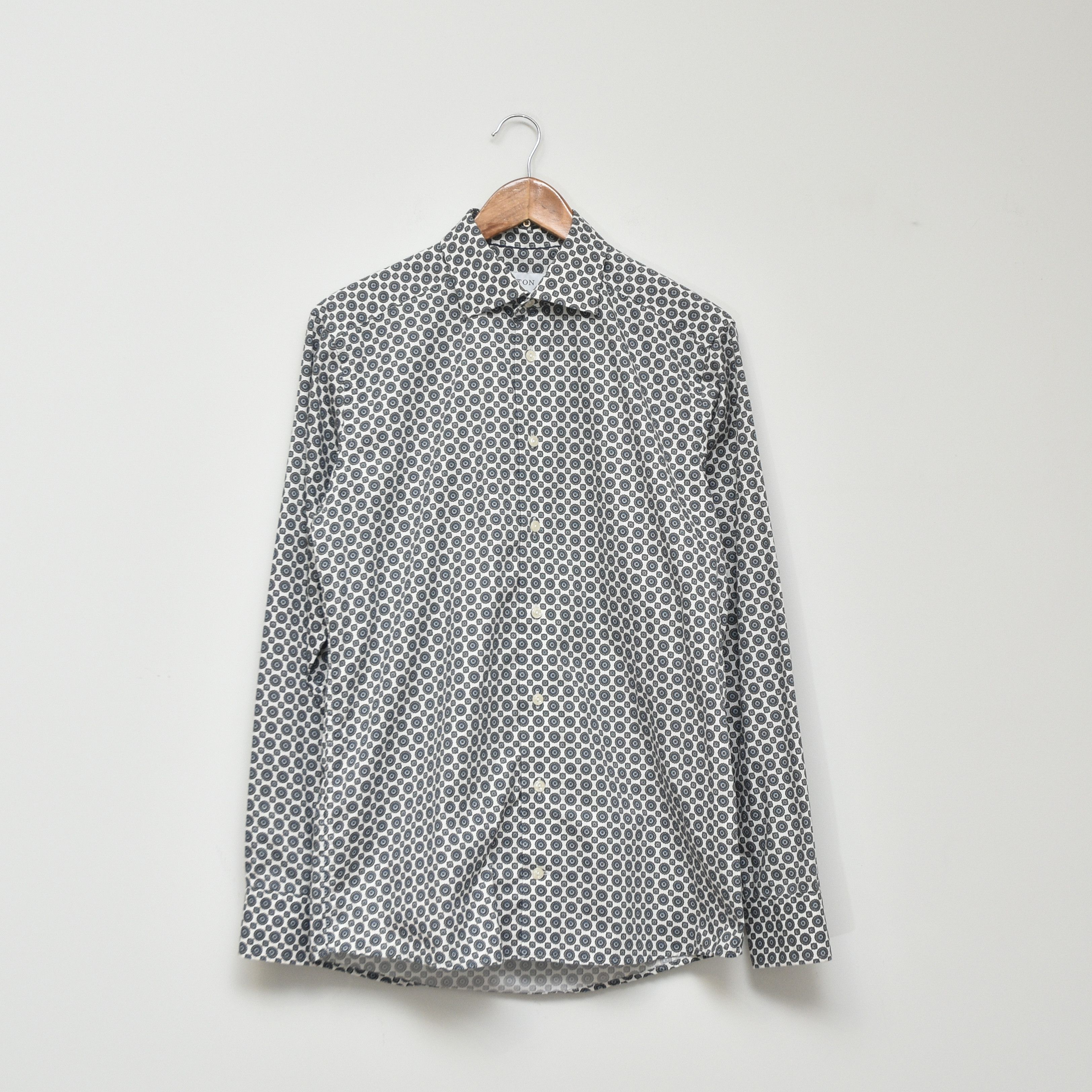 Eton Eton Men’s Slim Fit Shirt Geometric Medallion Print Blue Gre Size US M / EU 48-50 / 2 - 1 Thumbnail