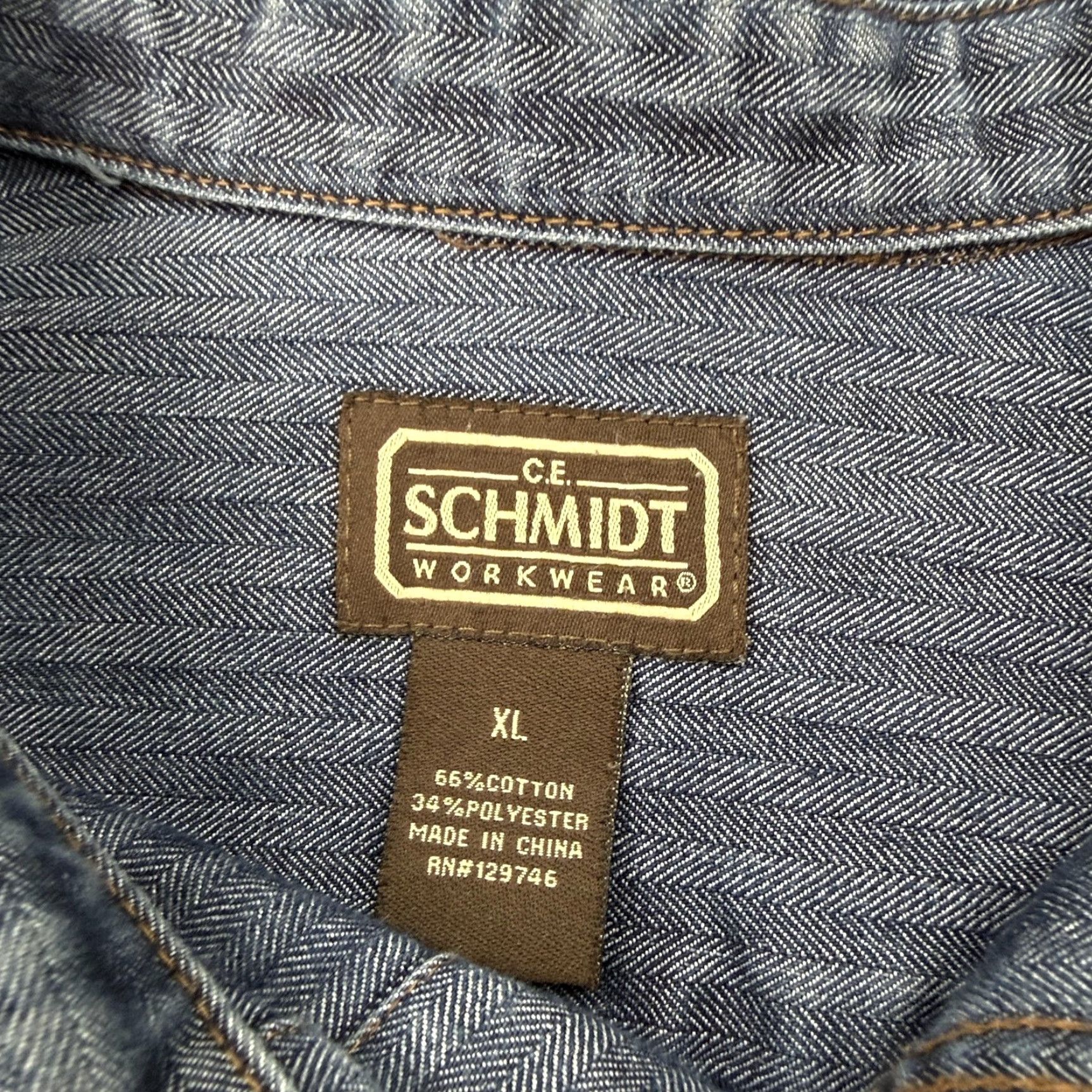 Denime VINTAGE Schmidt Workwear Shirt Mens XL Blue Herringbone Denim Long Sleeve Button Front Size US XL / EU 56 / 4 - 5 Thumbnail