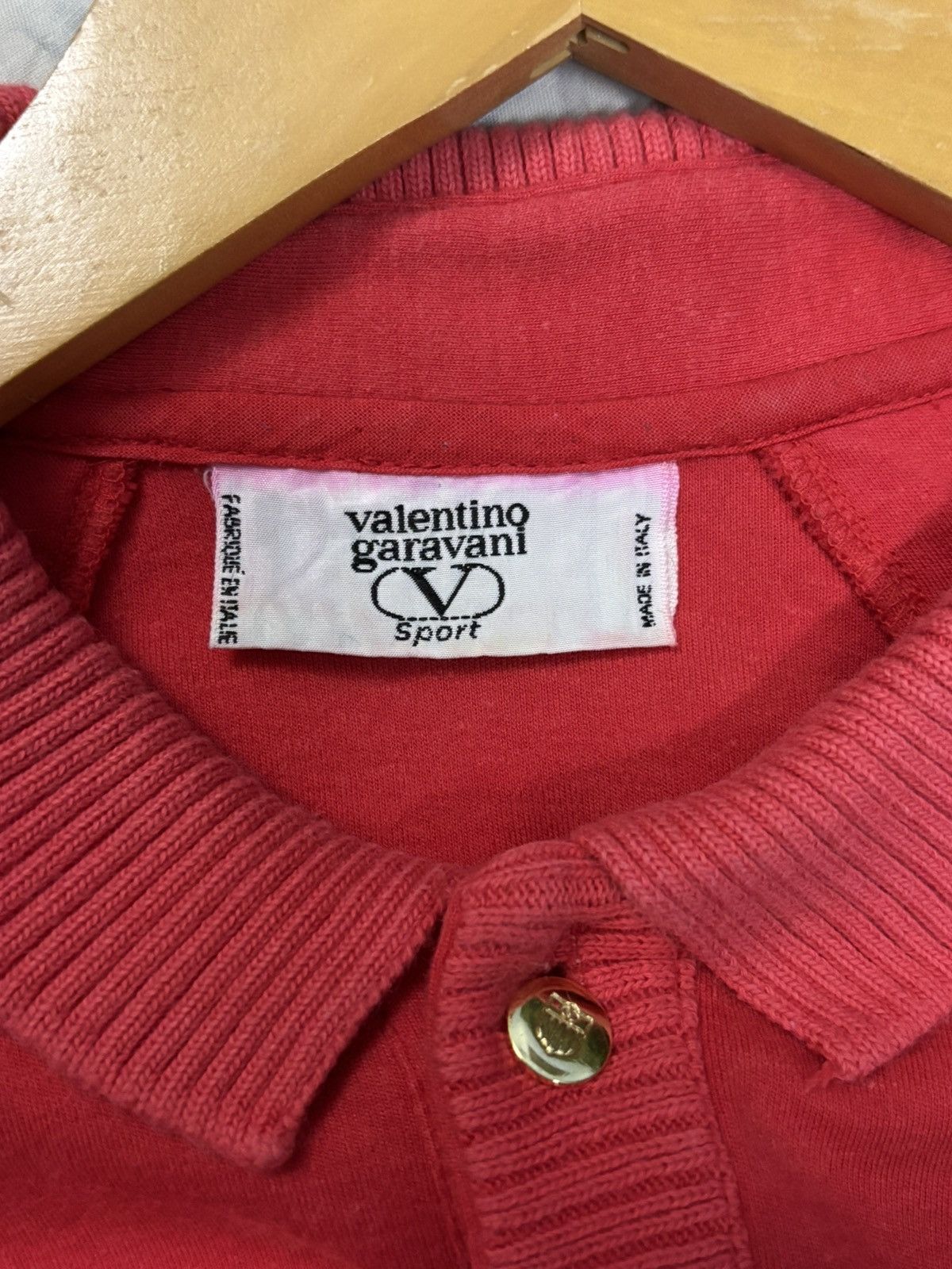 Valentino Vtg 90s Valentino Garavani Sport Rib-Knit Raglan Polo Shirt Size US S / EU 44-46 / 1 - 15 Thumbnail