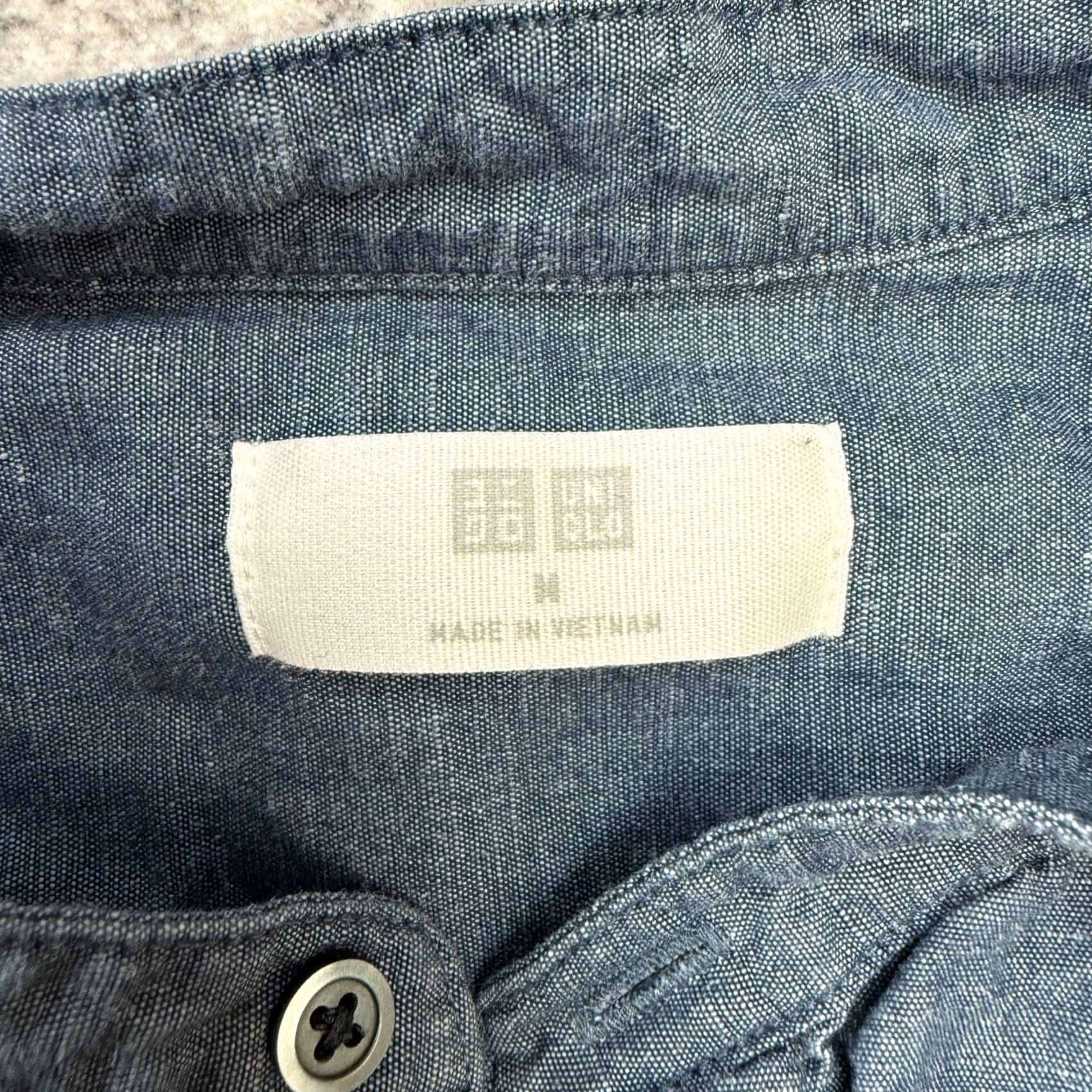 Uniqlo Uniqlo Shirt Mens Medium Blue Linen Cotton Band Collar Button Up Preppy Casual Size US M / EU 48-50 / 2 - 3 Thumbnail