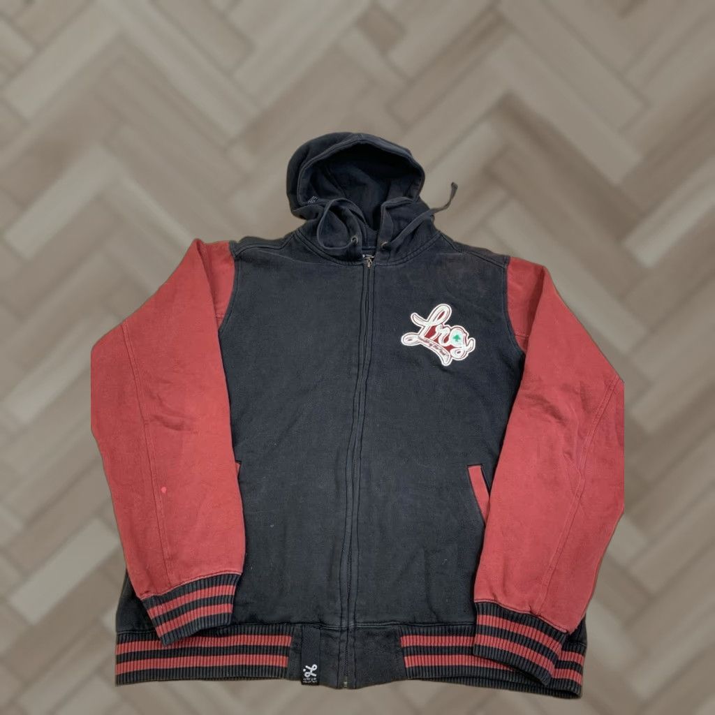 Vintage VINTAGE LRG Jacket Mens L Hooded Embroidered Full Zip Varsity Black Size US L / EU 52-54 / 3 - 1 Thumbnail