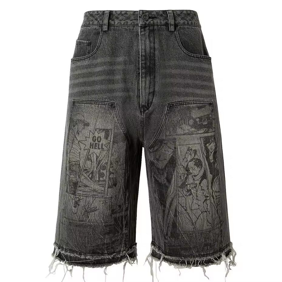 Other Washed Graphic Anime Distressed Baggy Shorts Size US 34 / EU 50 - 1 Thumbnail