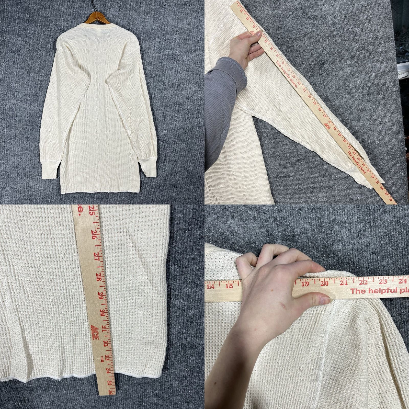 Vintage VINTAGE JE Morgan Thermal Shirt Mens 2XL Tall White USA 80s 90s Cotton Knit Crew Neck Long Sleeve Woolless No. Size US XXL / EU 58 / 5 - 8 Thumbnail
