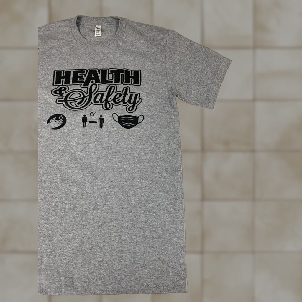 Next Level Health Safety Mens Shirt Small gray graphic T-Shirt Crew Neck Short Sleeve Logo Cotton Spandex Classic Music Stars Size US S / EU 44-46 / 1 - 1 Thumbnail