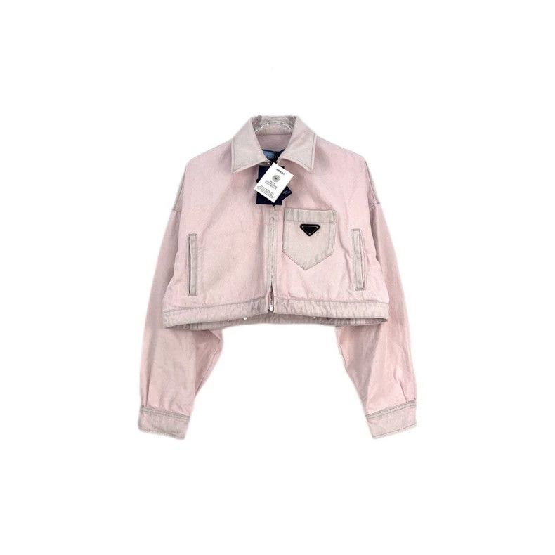 Prada Prada Dirty pink classic triangle denim jacket 2502-Nextarr Size US XXS / EU 40 - 1 Thumbnail