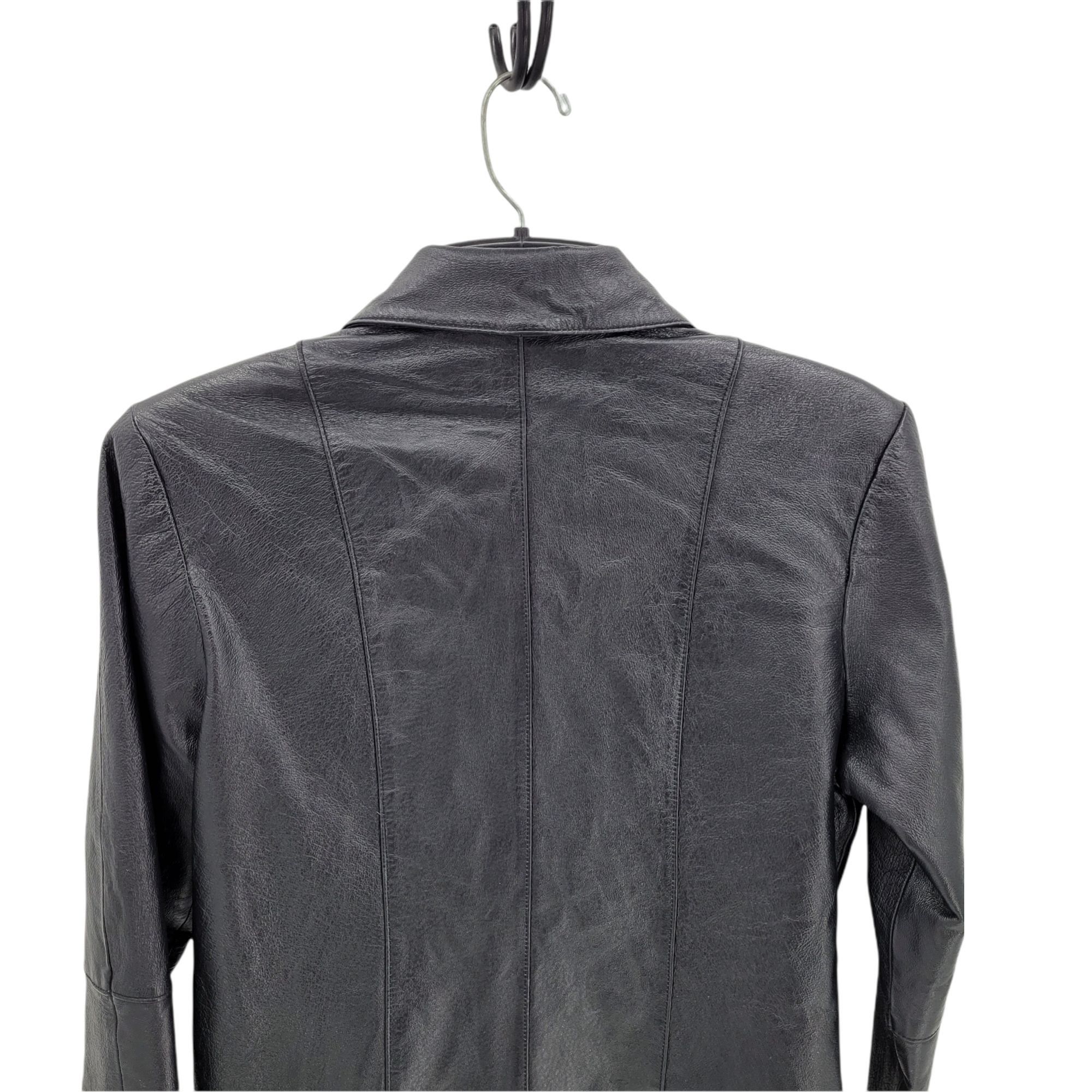 Oscar Piel Vtg 80s Oscar Piel Black Leather Blazer Jacket Sz L Pebble B Size L / US 10 / IT 46 - 6 Thumbnail