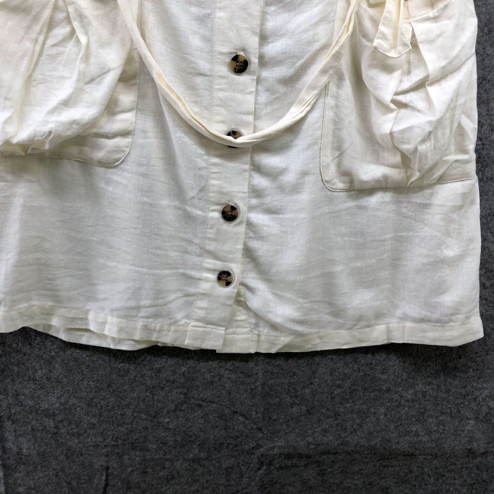 Nicole Miller Nicole Miller Women's Linen Blend Cargo Mini Skirt XL Ivory Button Front Casual Size 40" / US 18 - 4 Thumbnail