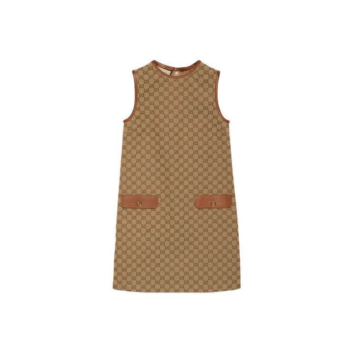 Gucci Gucci Brown Sleeveless Dress with Logo Pattern-2507 Size L / US 10 / IT 46 - 1 Thumbnail