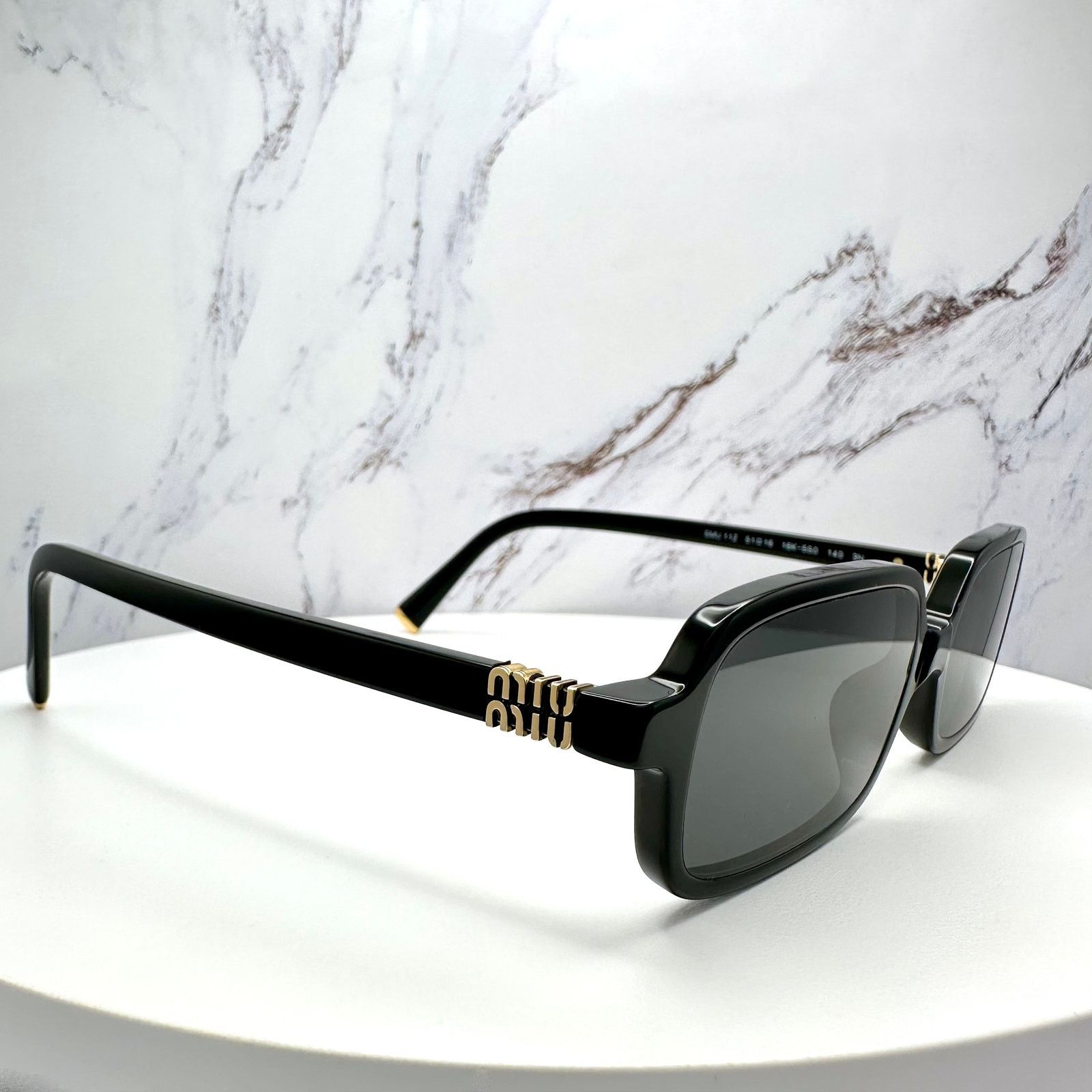 Miu Miu MIU MIU Sunglasses New Black Square Acetate Gold Metal Logo Size ONE SIZE - 15 Thumbnail