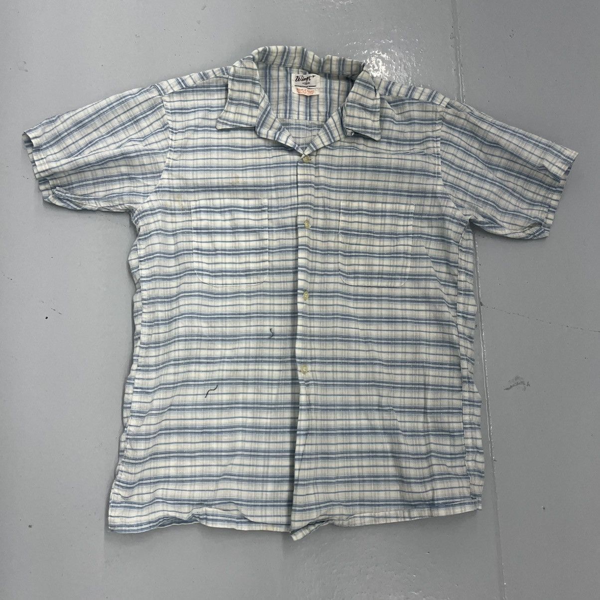 Vintage 50s Wings Blue Striped Cotton Loop Collar