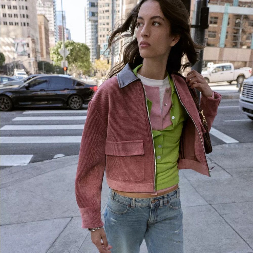 Zara ZARA CORDUROY JACKET WITH FAUX LEATHER COLLAR Size M / US 6-8 / IT 42-44 - 5 Thumbnail