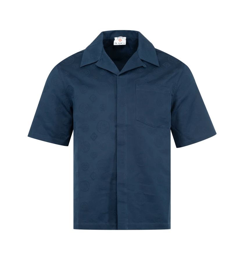Casablanca o1h1sh10526 Monogram Shirt in Navy Blue Size US M / EU 48-50 / 2 - 1 Thumbnail