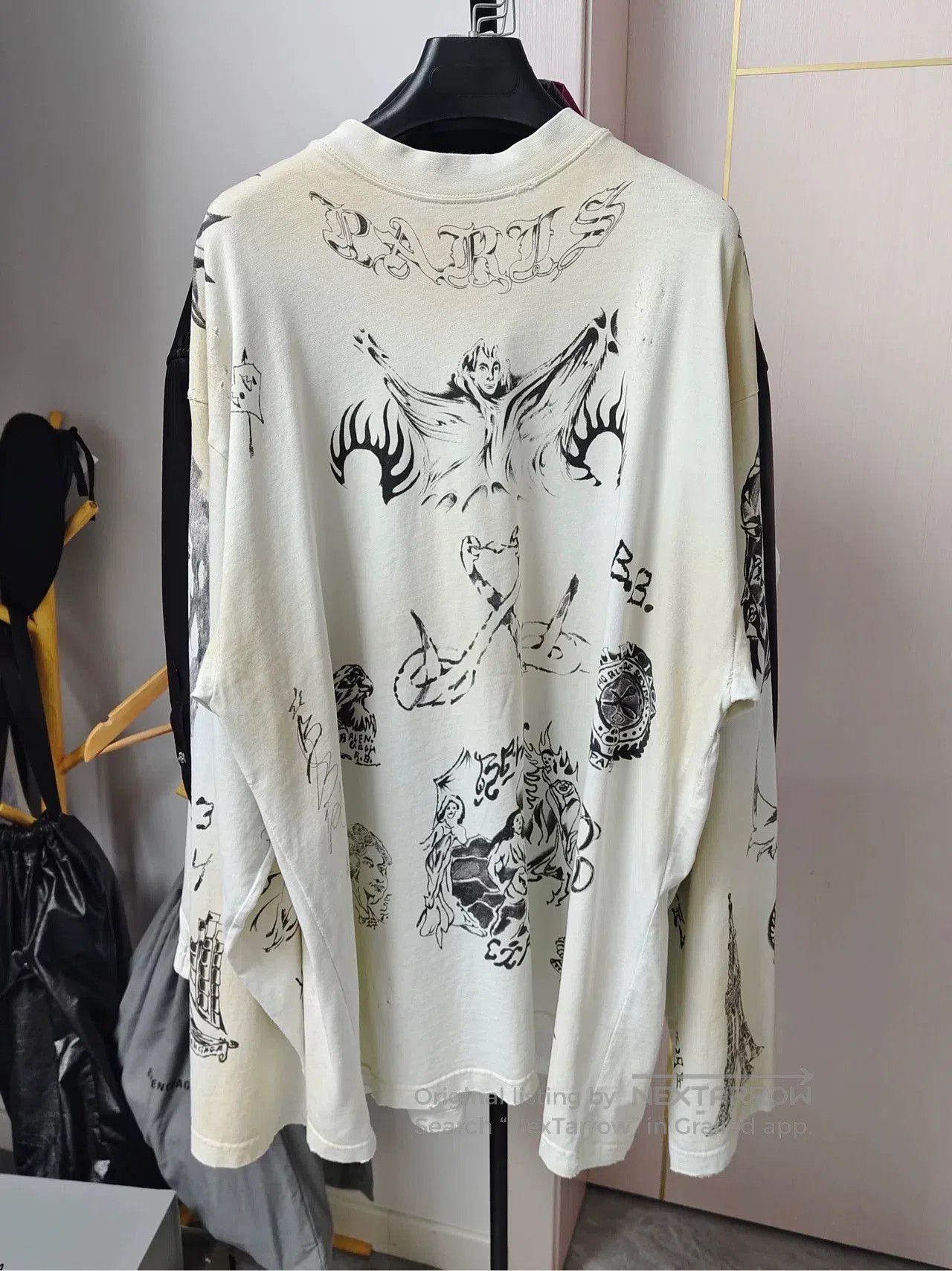 balenciaga vintage ink printed long sleeve shirt.
