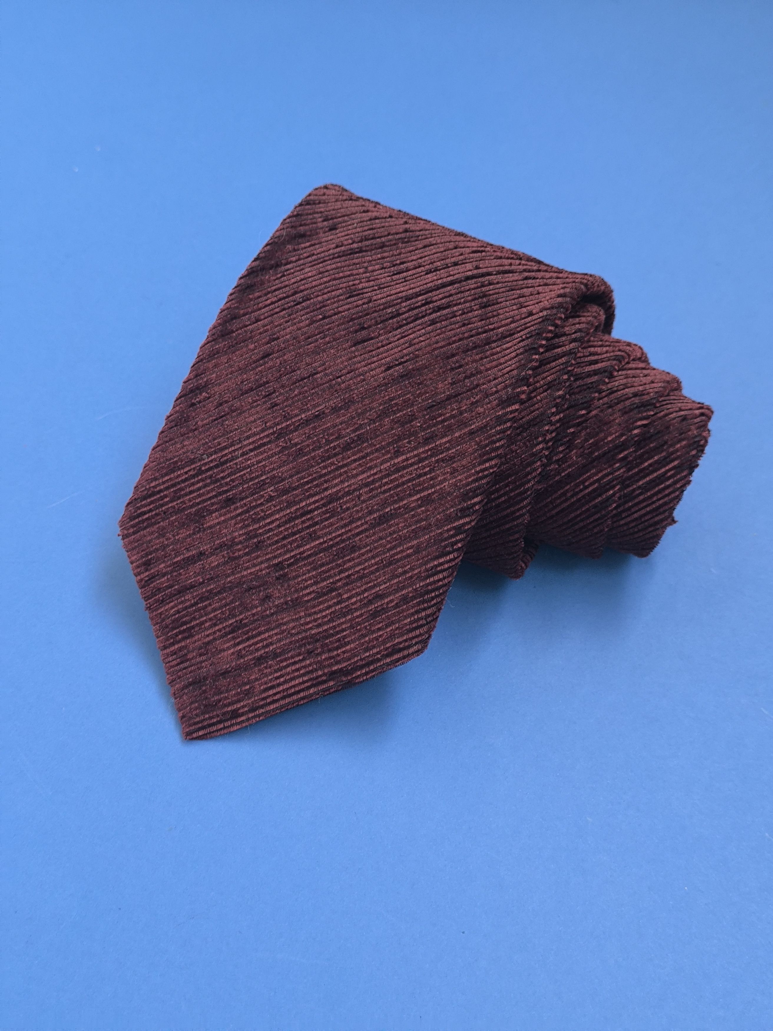 Dolce & Gabbana Dolce & Gabbana Brown Burgundy Ribbed Silk Cotton Men's Tie Size ONE SIZE - 1 Thumbnail