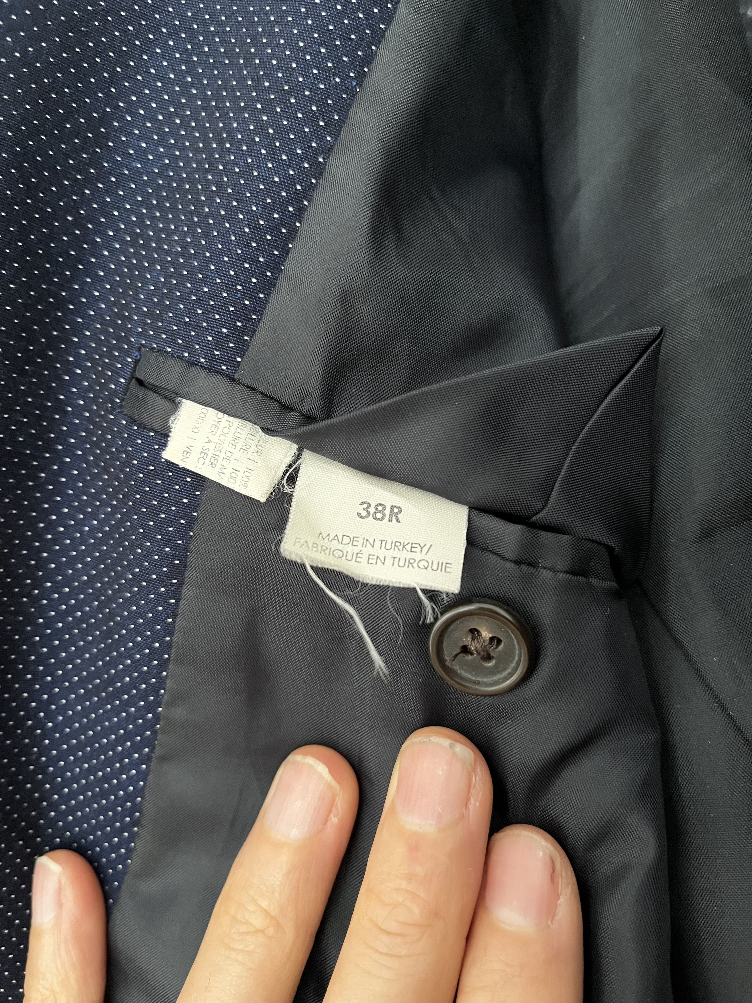 Club Monaco Navy & White Dot Cotton Suit Size 38R - 4 Thumbnail