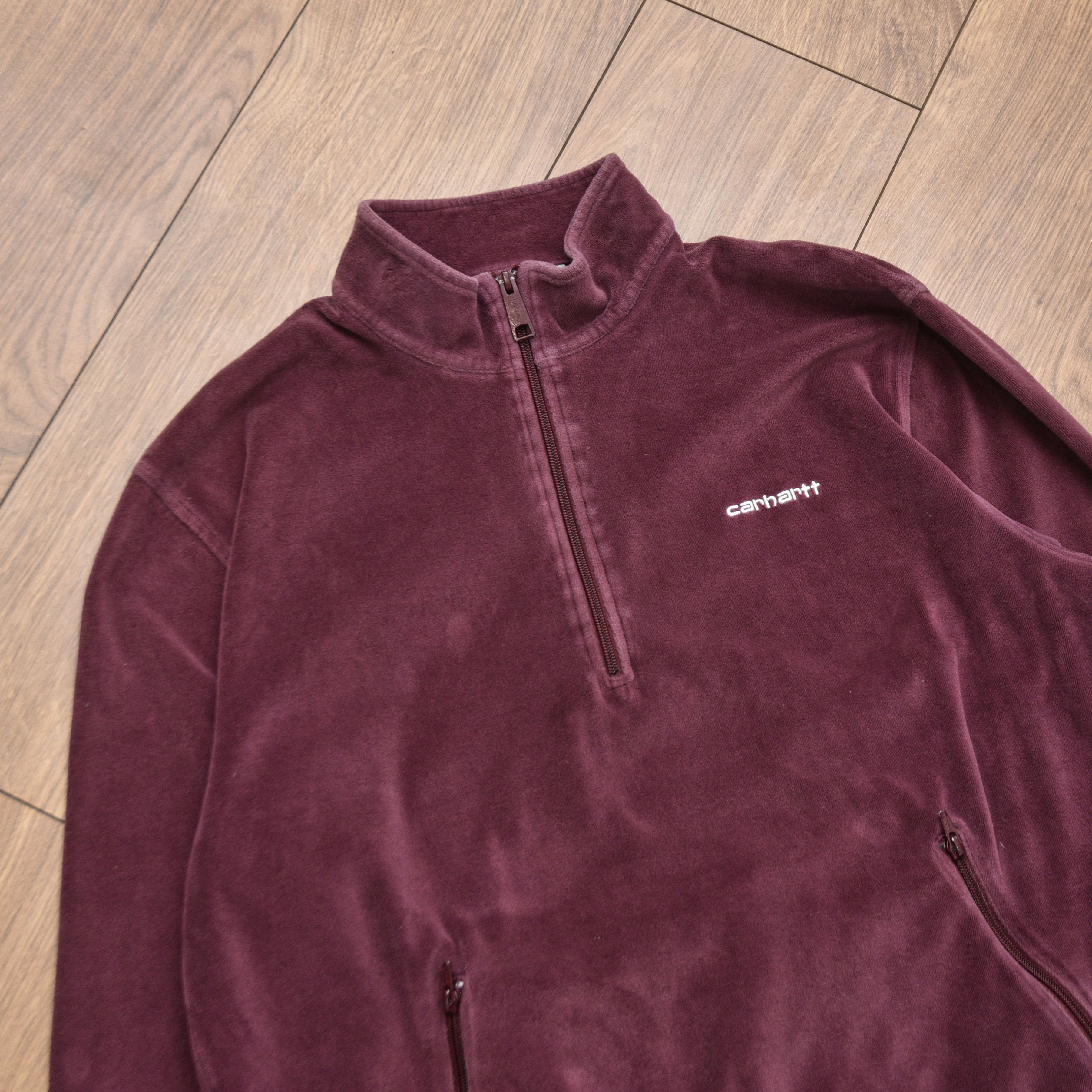 Carhartt Carhartt WIP Tila Pullover 1/4 Zip Velvet Velur Burgundy L Size US L / EU 52-54 / 3 - 6 Thumbnail