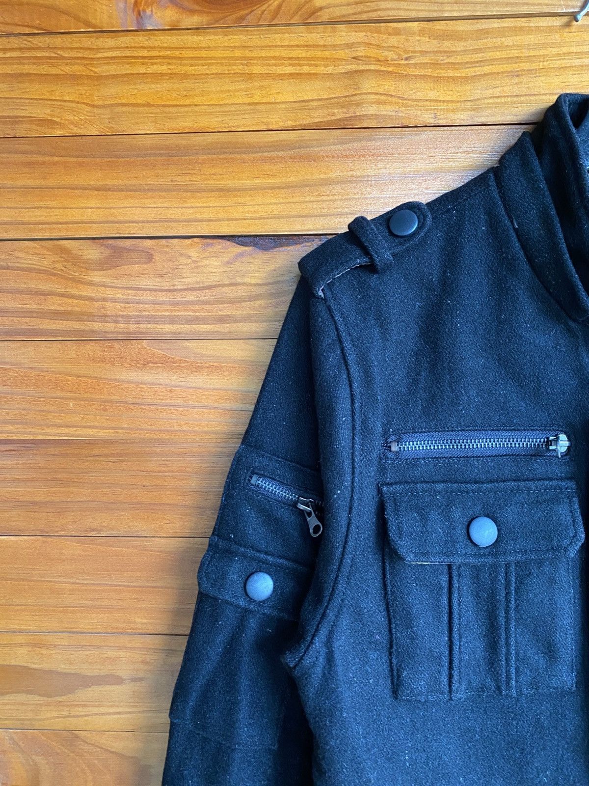 Japanese Brand Vintage Military-Style Black Wool Jacket with Camo Lining Size US M / EU 48-50 / 2 - 11 Thumbnail